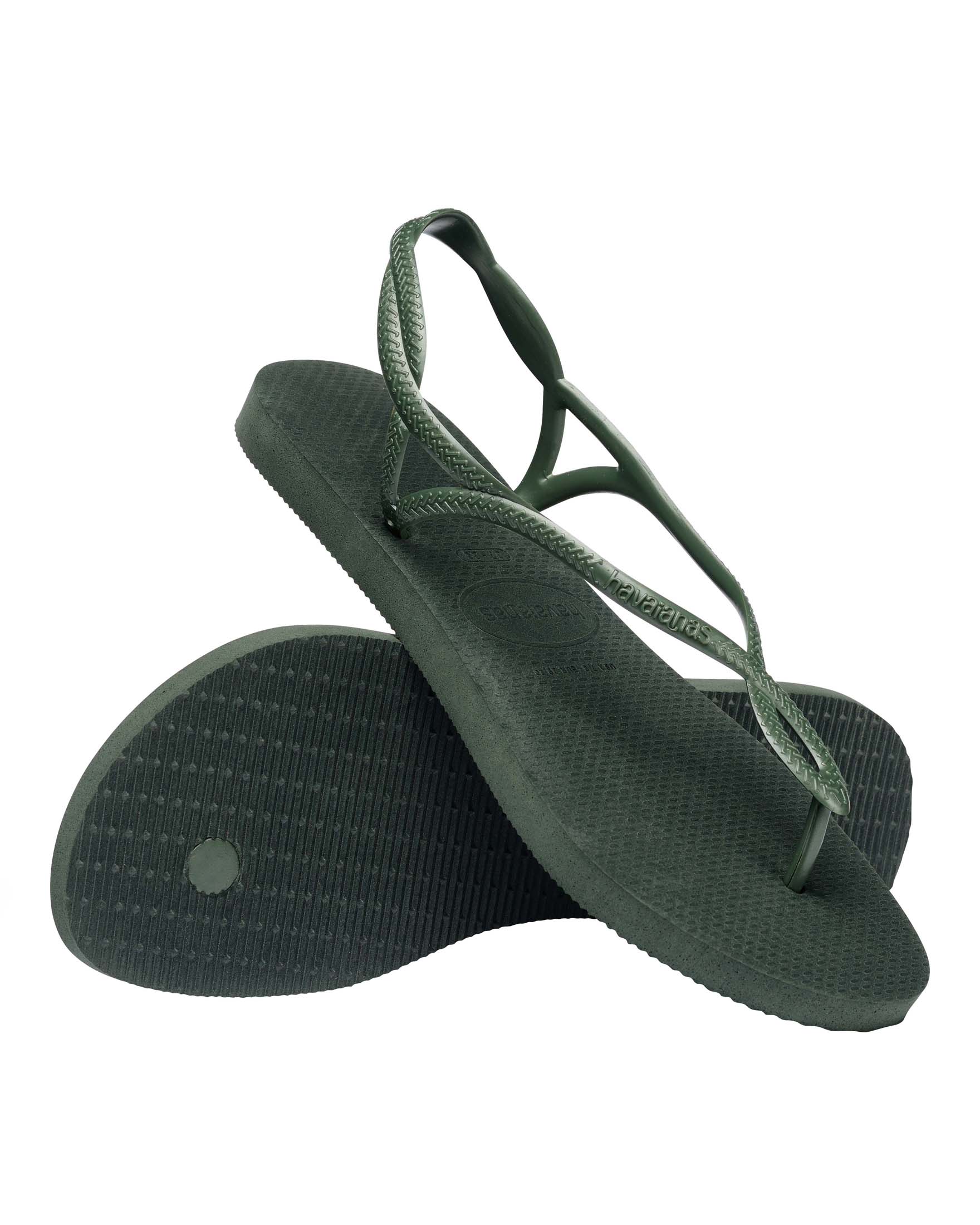Havaianas Luna Sand verde militare con fascette intrecciate con logo in rilievo tono su tono image