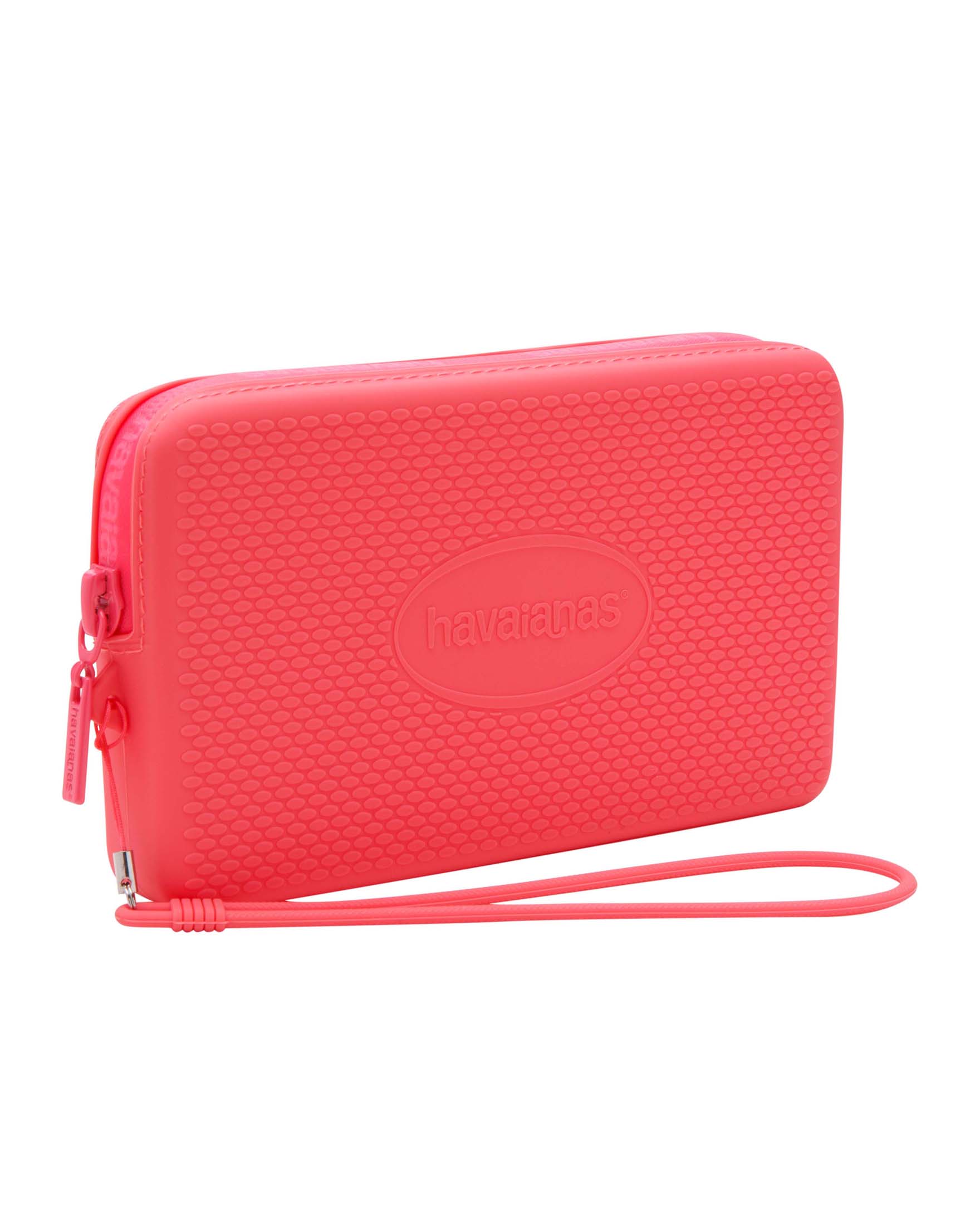 Mini Bag color corallo a lavorazione grana di riso e maxi logo impresso tono su tono