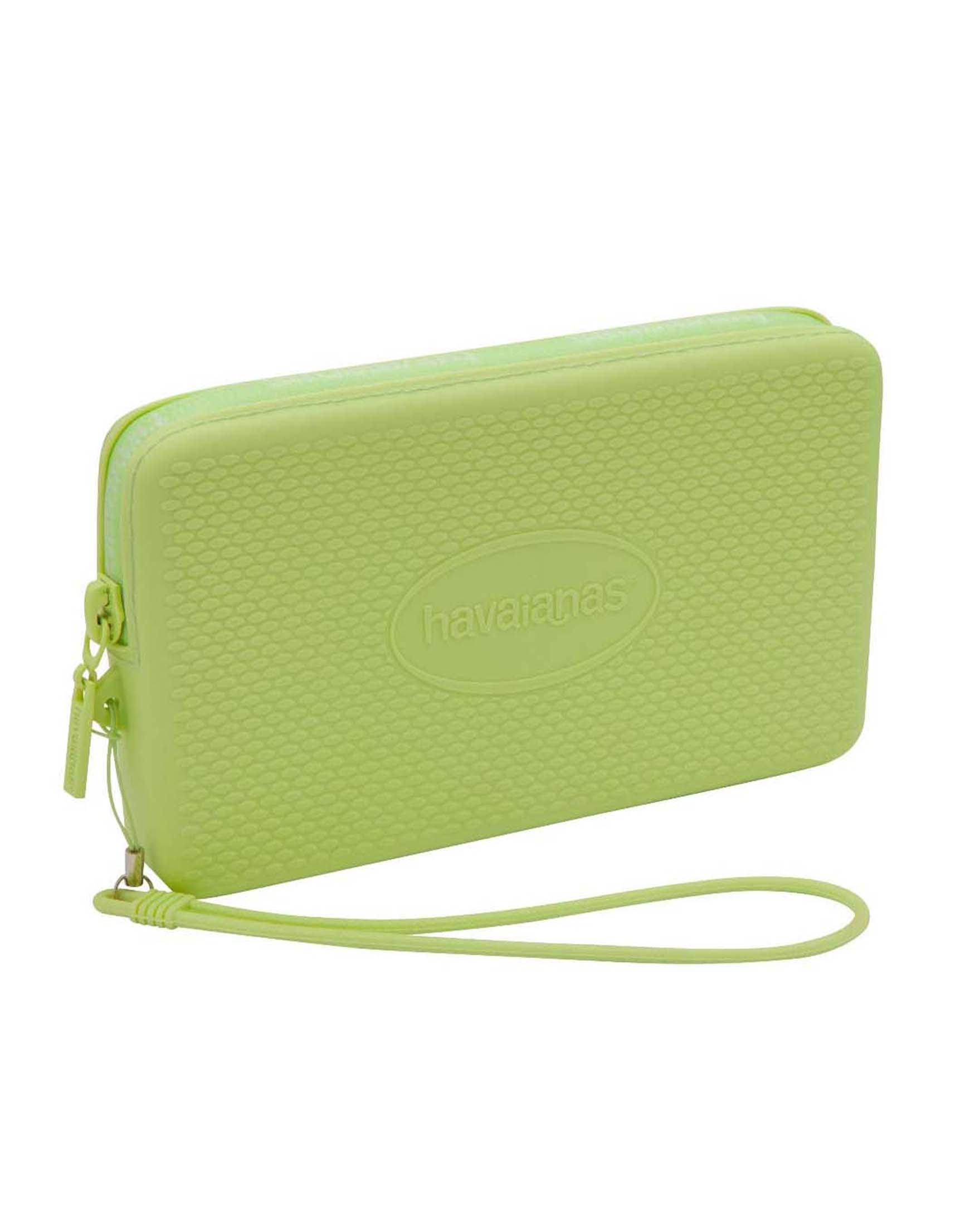 Mini Bag Havaianas verde a lavorazione grana di riso e maxi logo impresso tono su tono