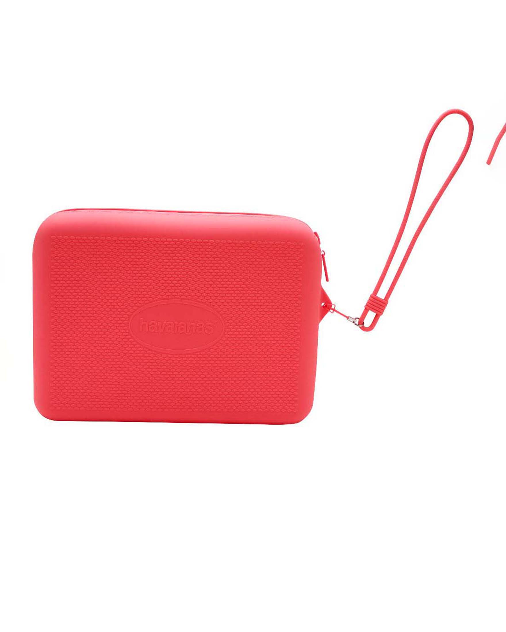 Havaianas Necessaire color corallo misura media con a lavorazione a grana di riso e logo in rilievo