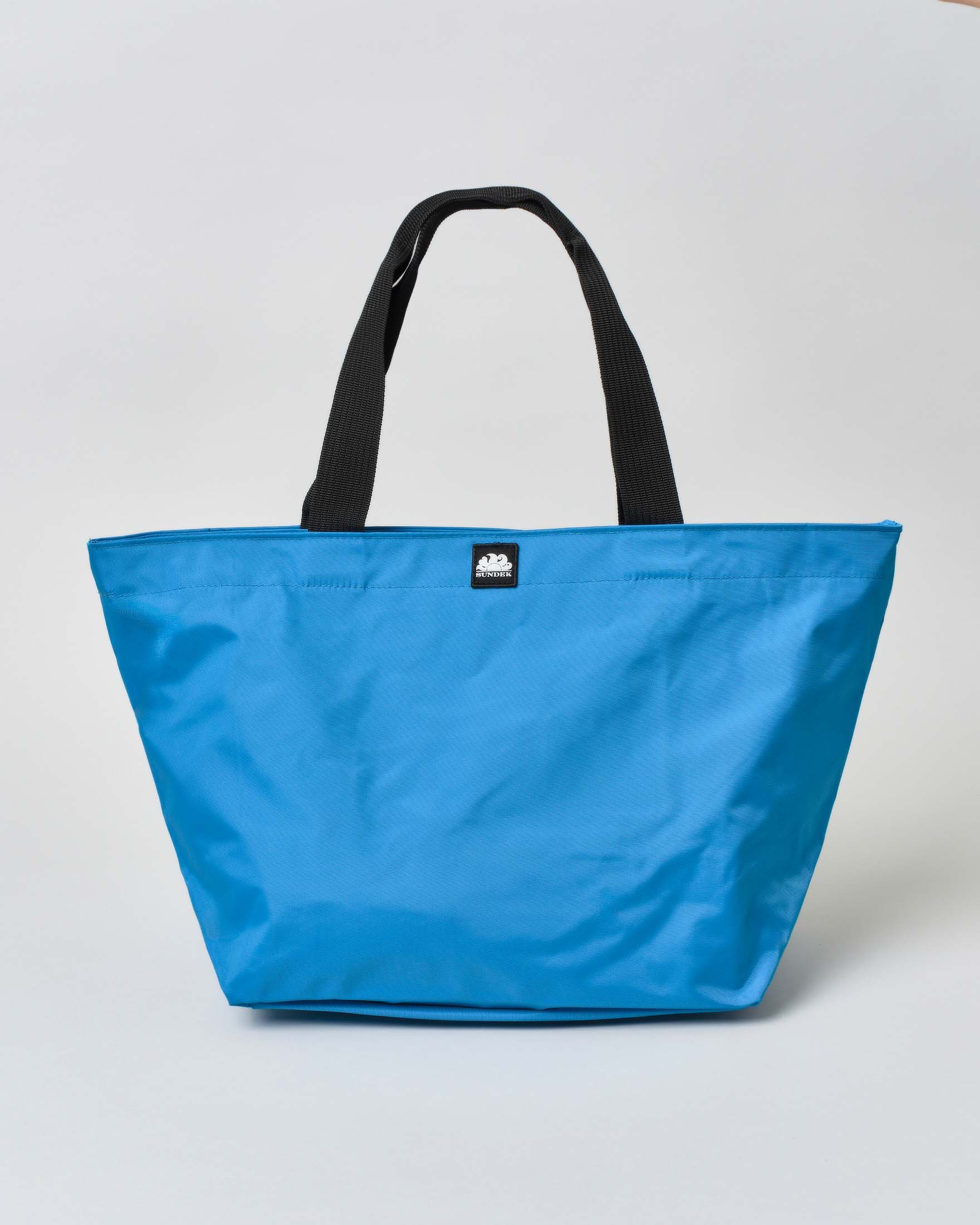 Tote bag grande celeste Sundek in tessuto tecnico impermeabile con logo e manici neri