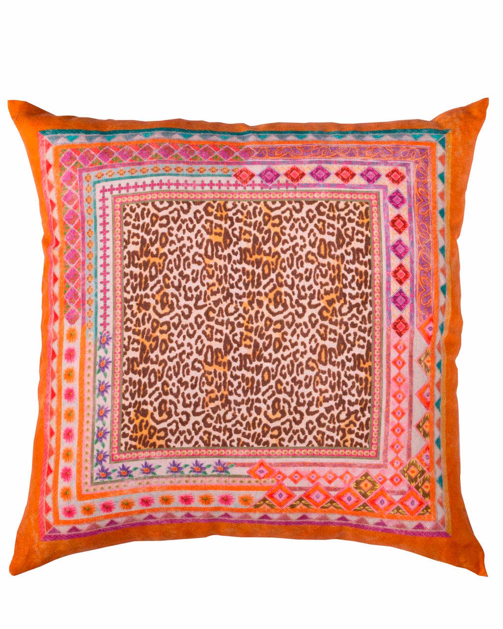 Federa per cuscino quadrato Jurta in lino e cotone con stampa a trama orientale