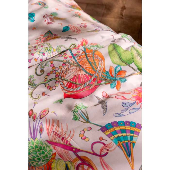 Completo lenzuola a due piazze Frida di cotone con stampa floreale multicolor image