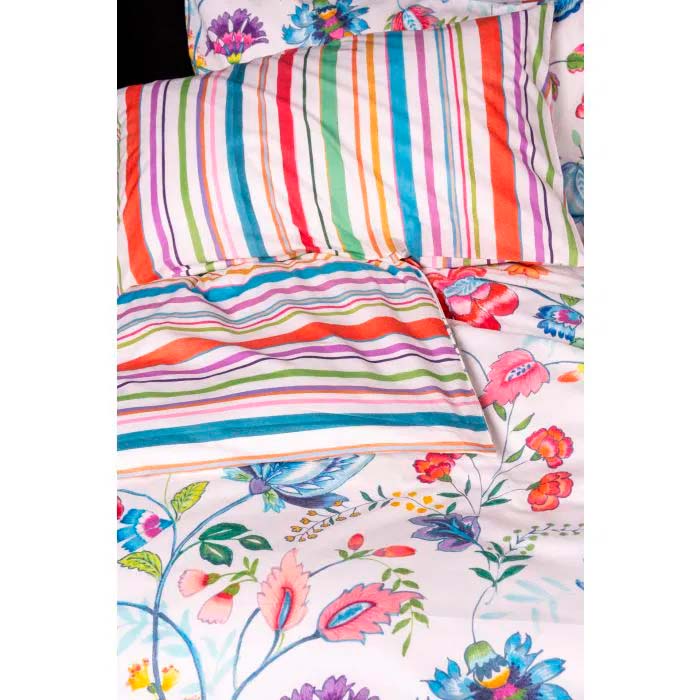 Completo lenzuola a due piazze Agathe di cotone con stampa floreale multicolor image