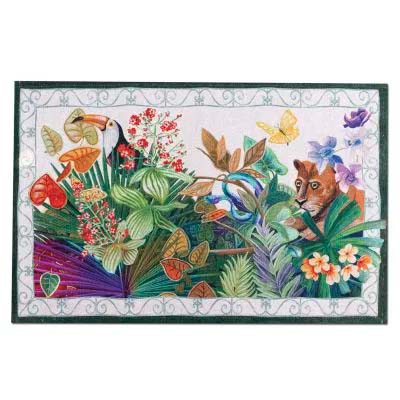 Tappeto Naif a fantasia giungla verde 52x80