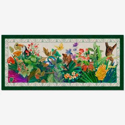 Tappeto Naif a fantasia giungla verde 52x120