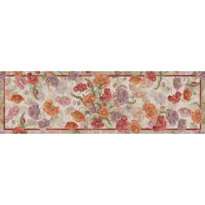 Tappeto Poppy sabbia a fantasia paveri viola bordeax e arancione 52x180
