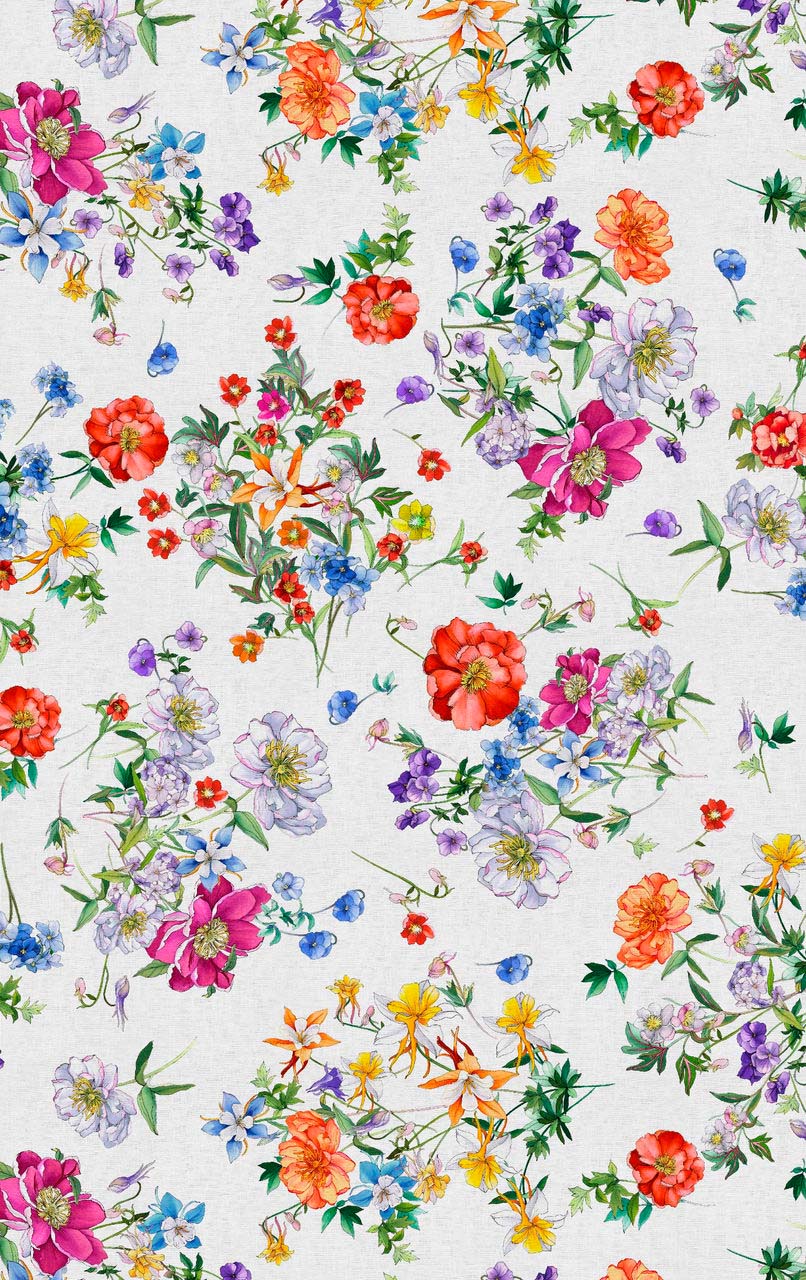 Tovaglia rettangolare Antea in lino a fantasia fiori multicolor 160x230