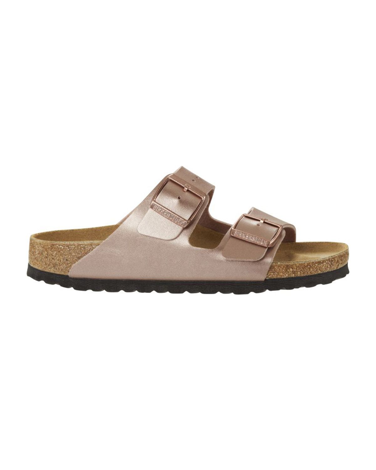 Sandalo Arizona in pelle effetto metallizzato color rame con doppia fascetta