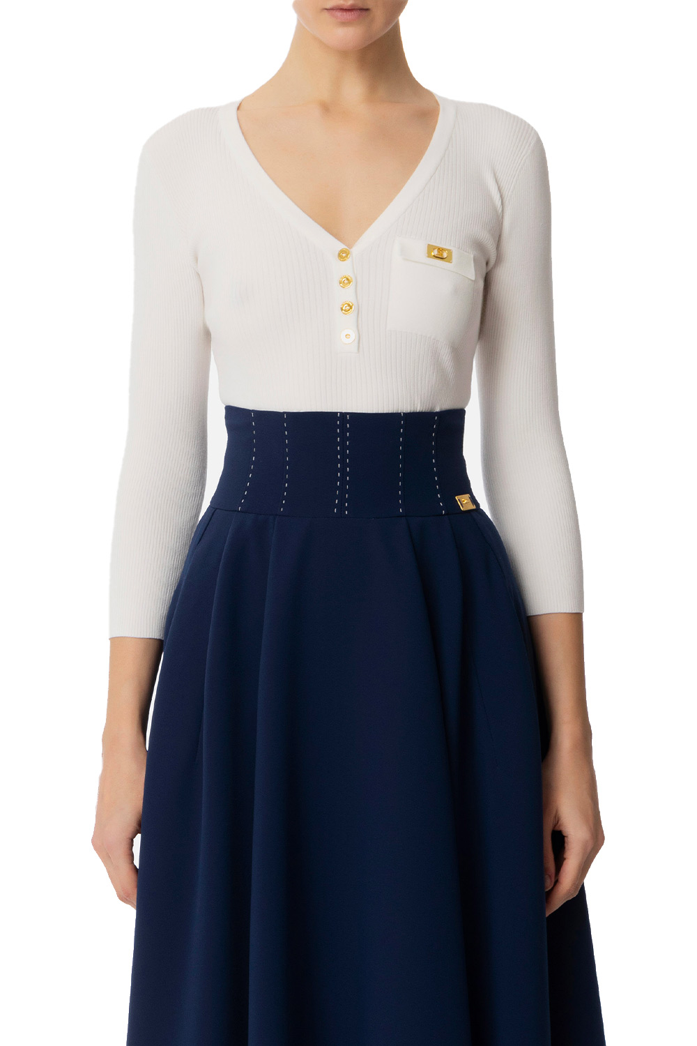 Maglia a Micro Costine con Taschino