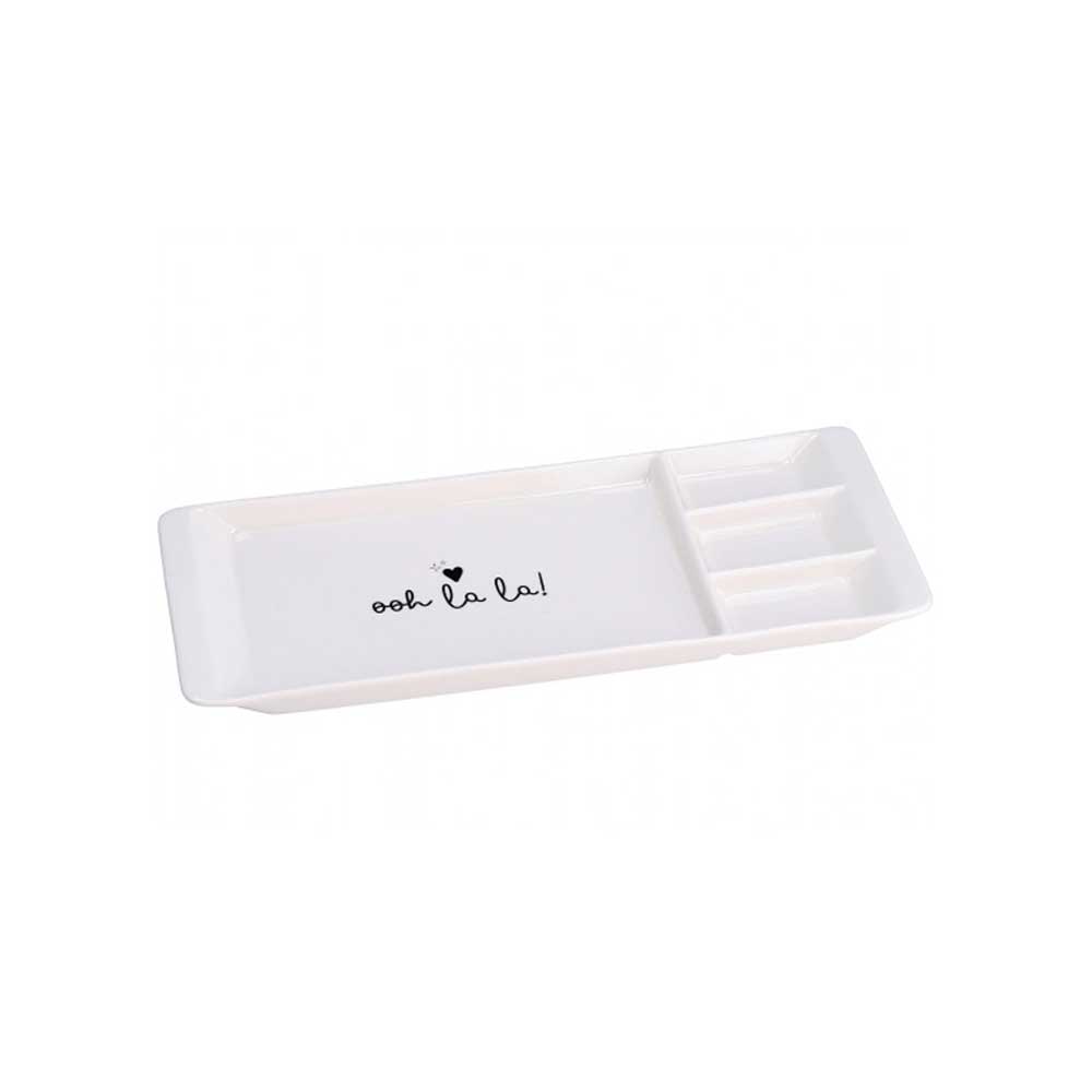 Ad Trend Vassoio Oh La La In Ceramica Colore Bianco 38x16x2,5h Cm