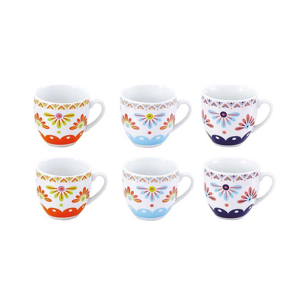 Borella Set 6 Tazzine Da Caffè Anita In Porcellana 