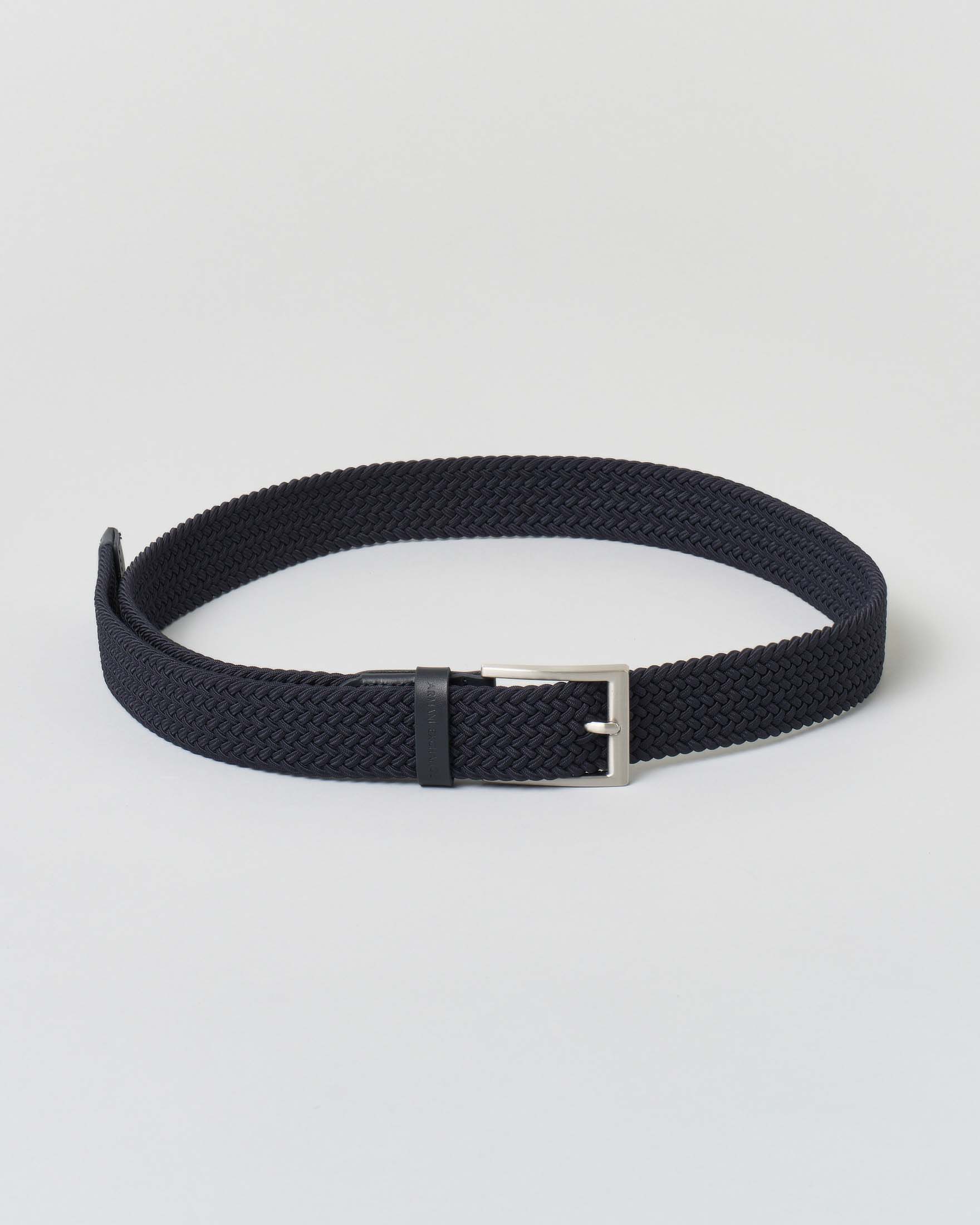 Cintura Exchange blu in tessuto intrecciato con dettagli in pelle