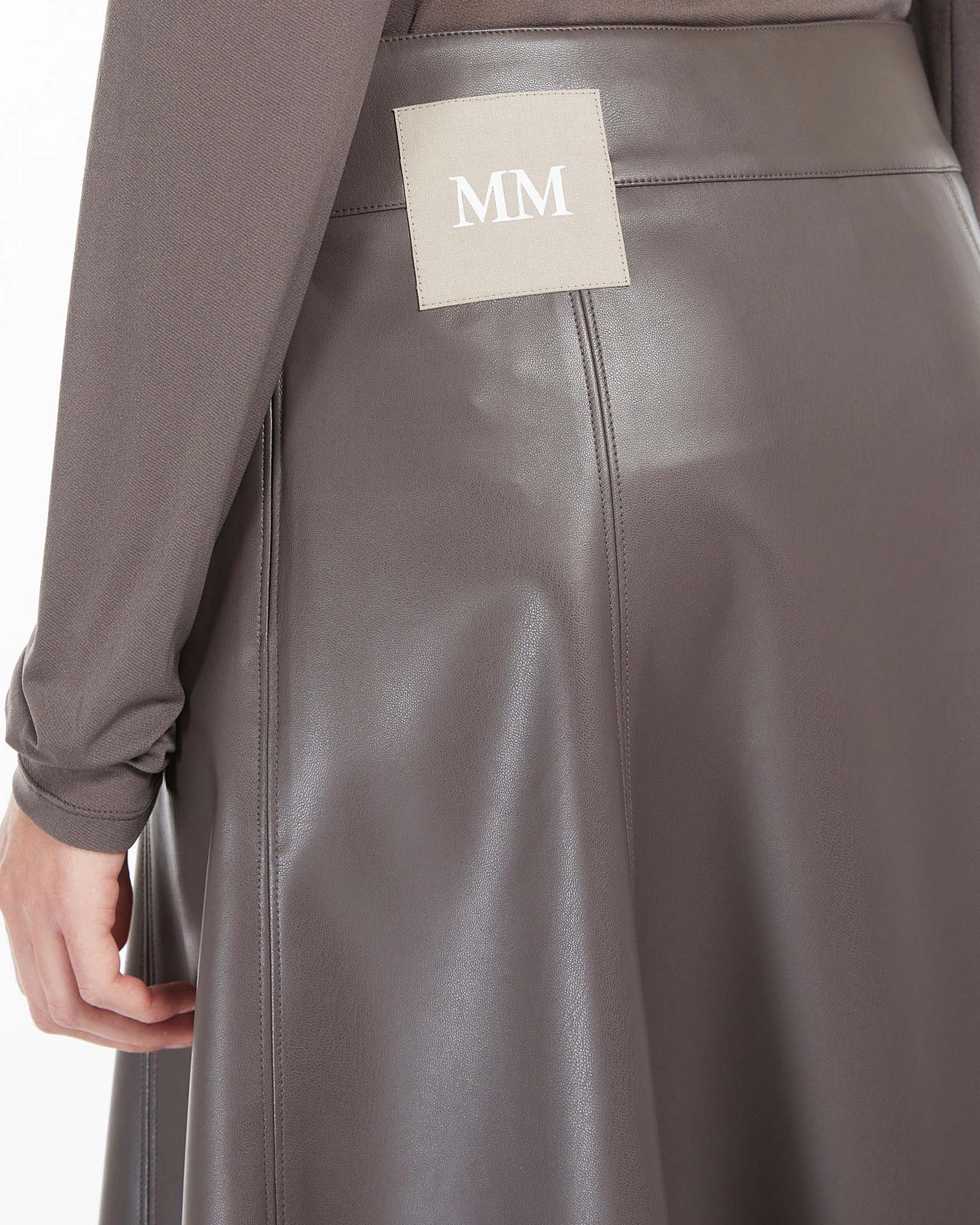 Gonna color fango midi MM Max Mara in similpelle con motivo a impunture image