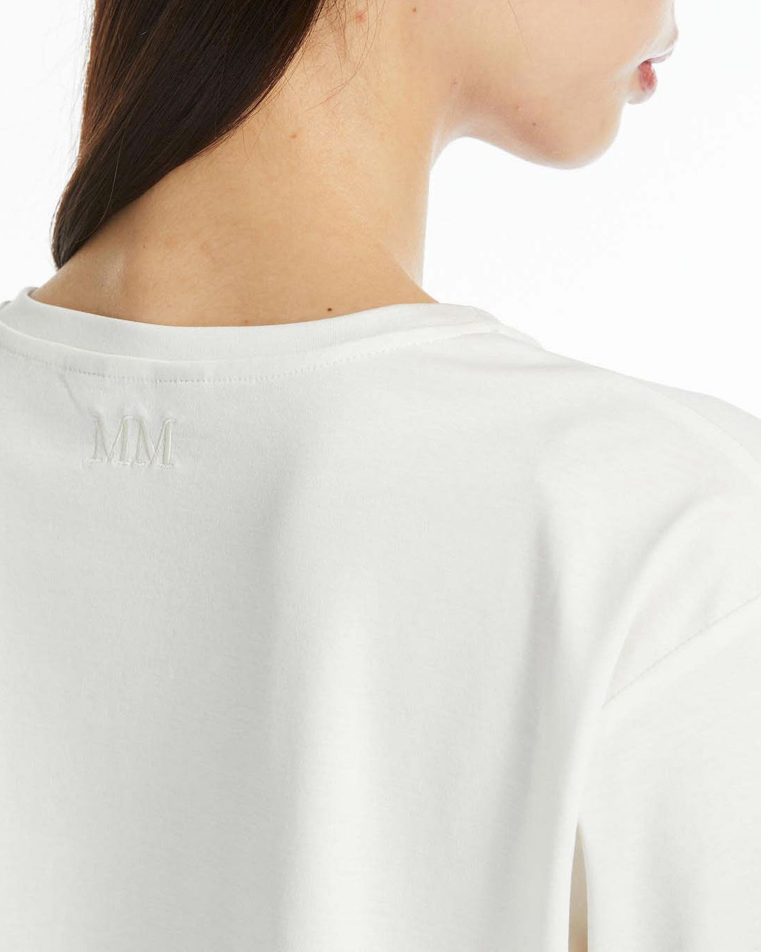 T-shirt cropped color avorio MM Max Mara in modal e cotone image