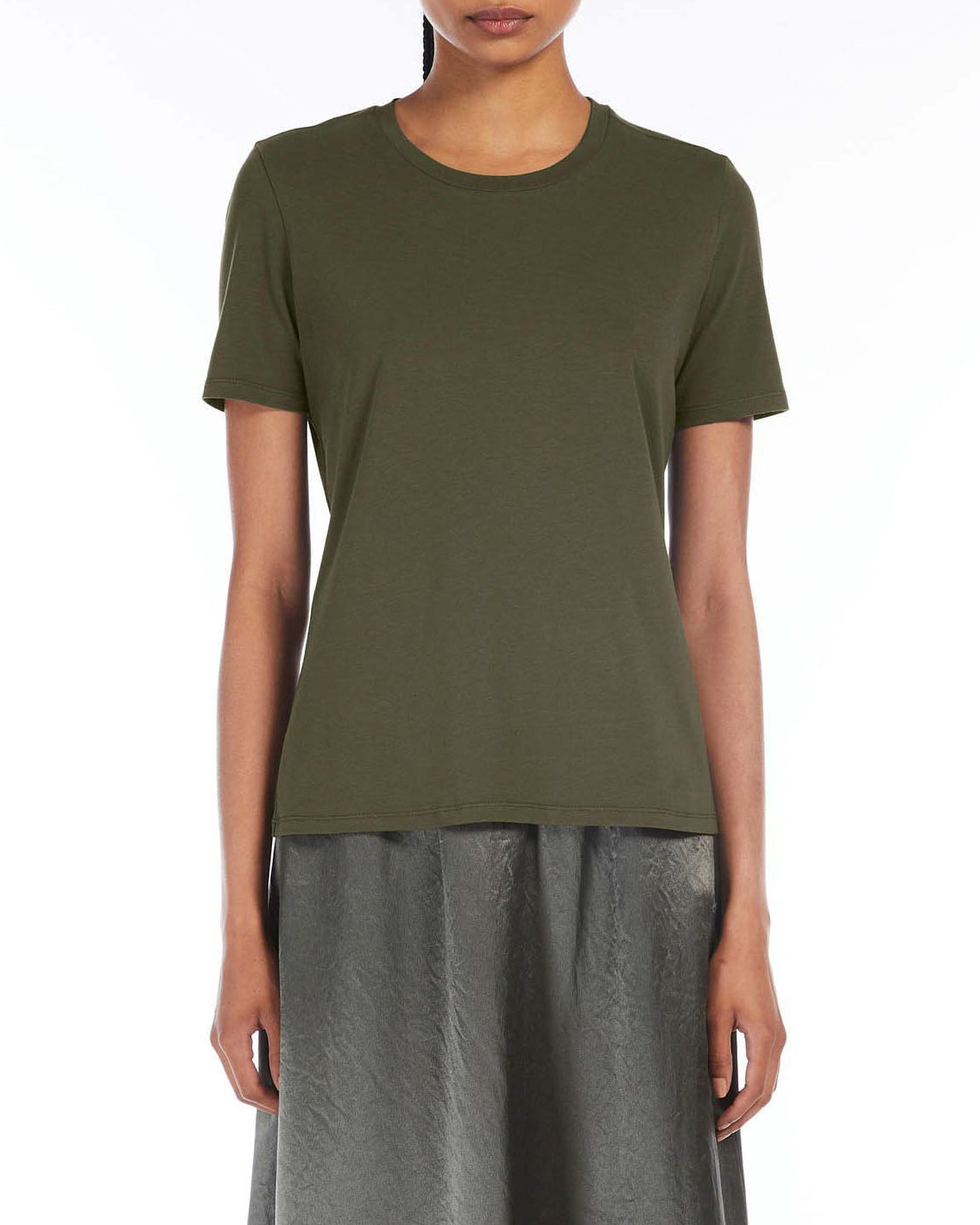 T-shirt color fango MM Max Mara in cotone stretch con maniche corte