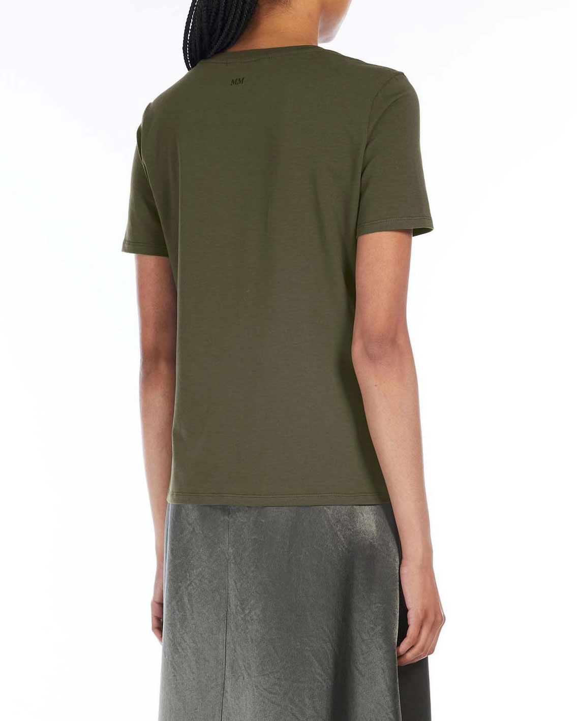 T-shirt color fango MM Max Mara in cotone stretch con maniche corte