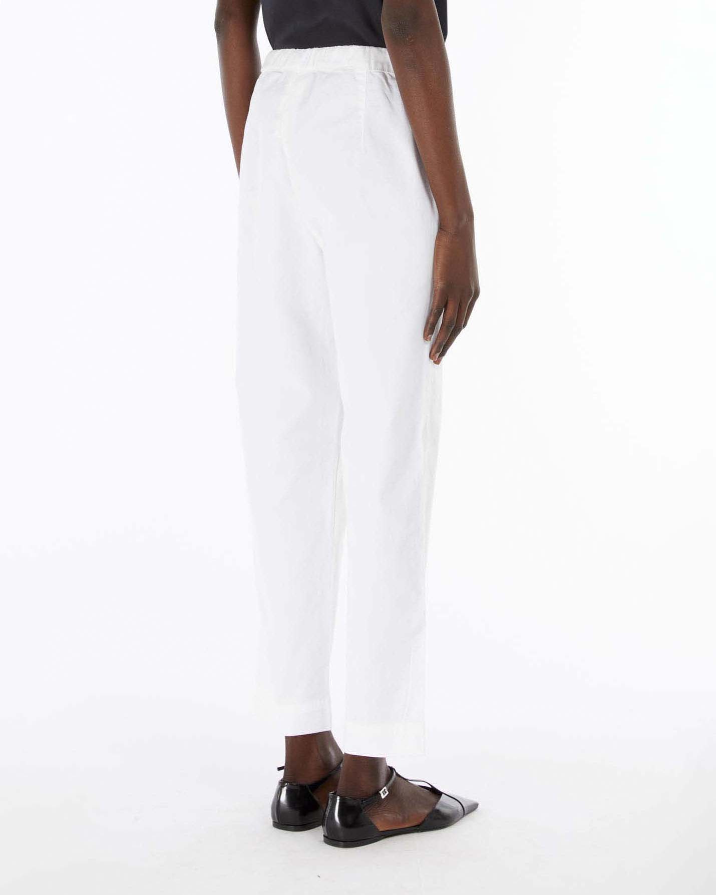 Joggers bianco MM Max Mara in cotone stretch con coulisse inserita in vita image