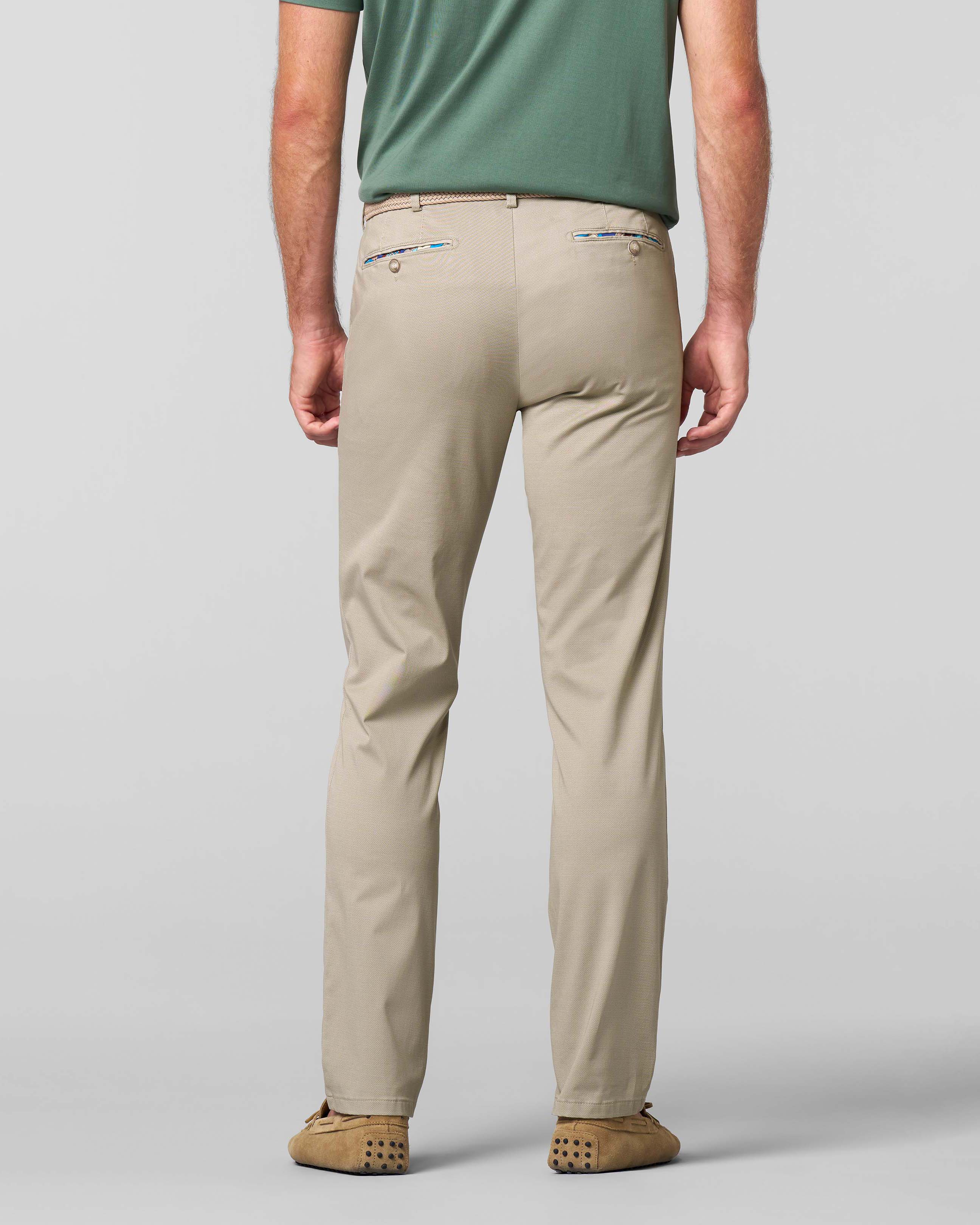 Pantalone Bonn beige in cotone stretch micro armatura a gamba dritta drop 6 image