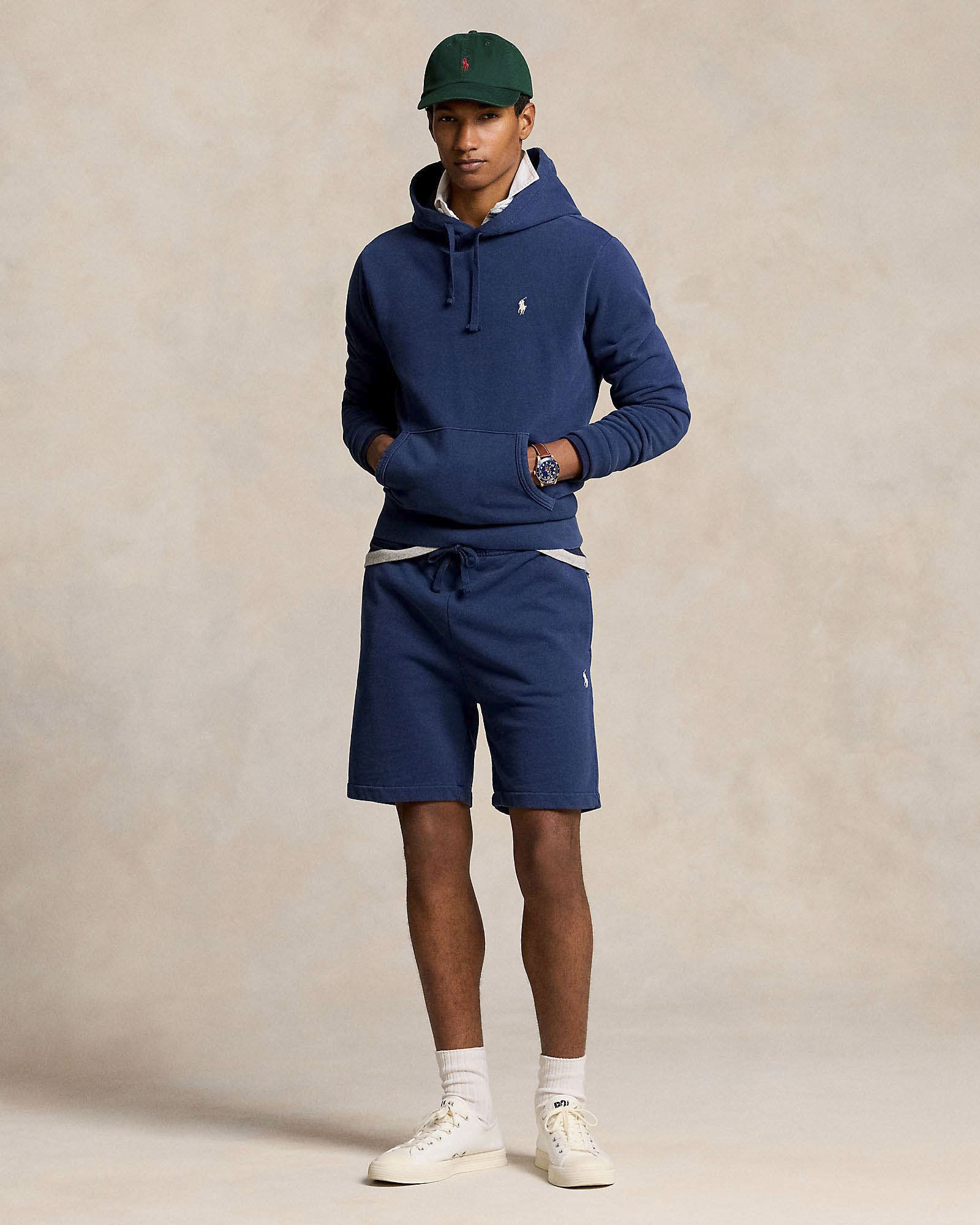 Bermuda Polo blu in felpa di cotone