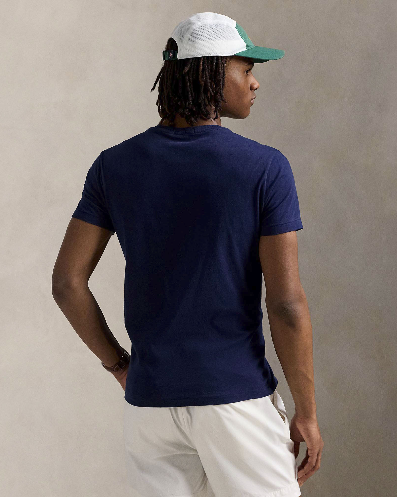 T-shirt blu Polo Ralph Lauren custom slim-fit in puro cotone con Polo Bear stampato sul petto image