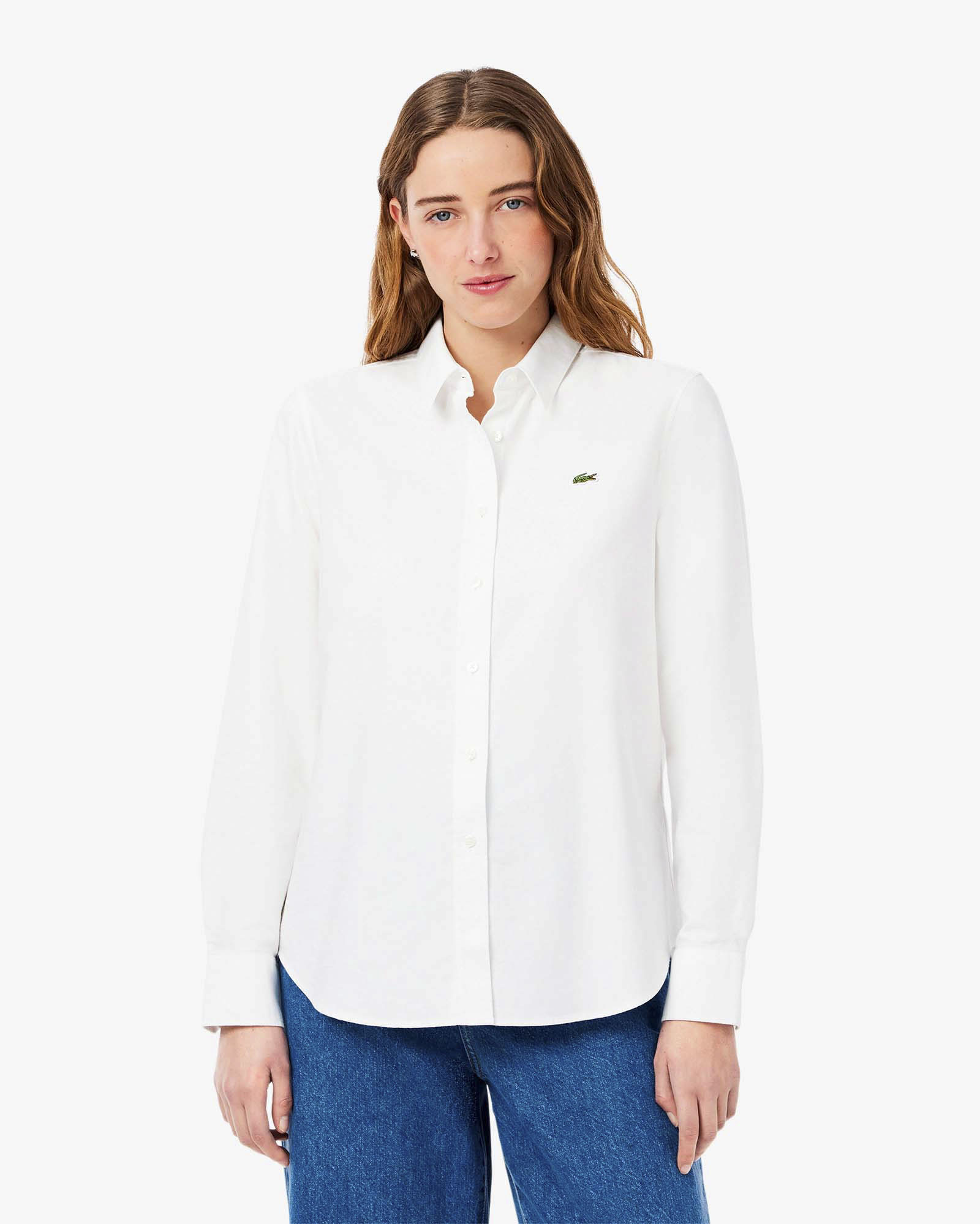 Camicia bianca in pure cotone a maniche lunghe