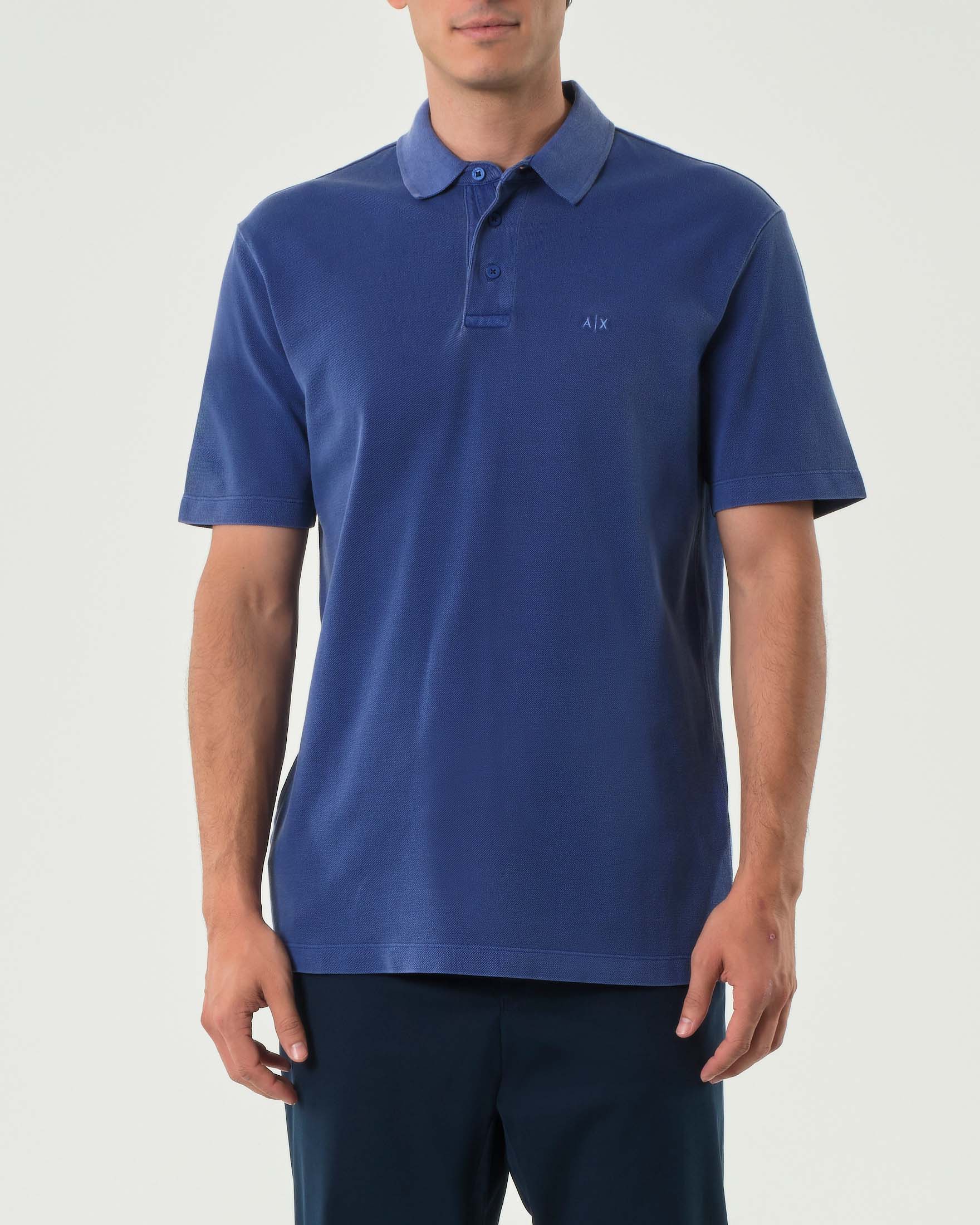 Polo mezza manica Exchange blu royal in piquè di puro cotone regular-fit