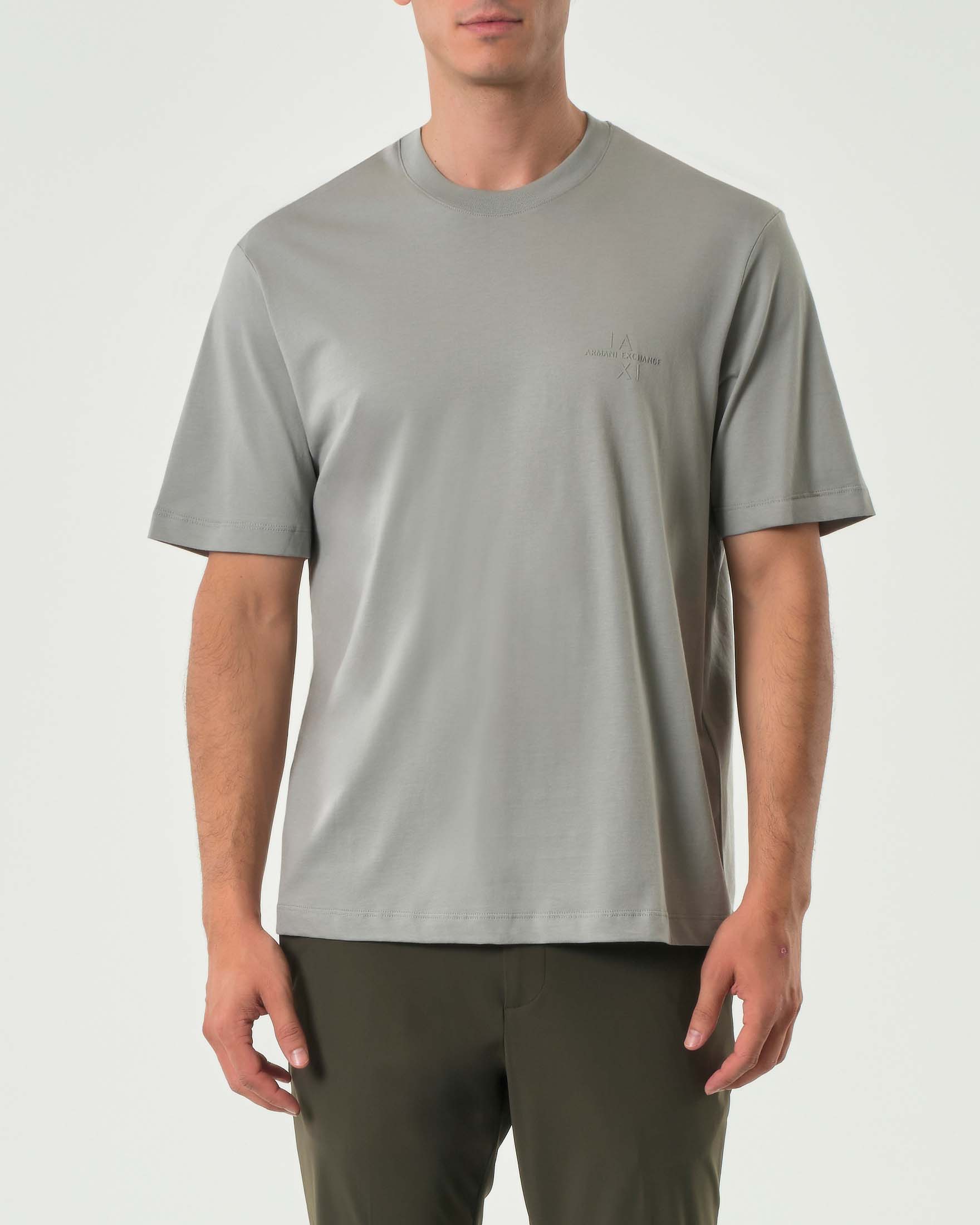 T-shirt mezza manica Exchange grigia regular-fit con ricamo logo sul petto