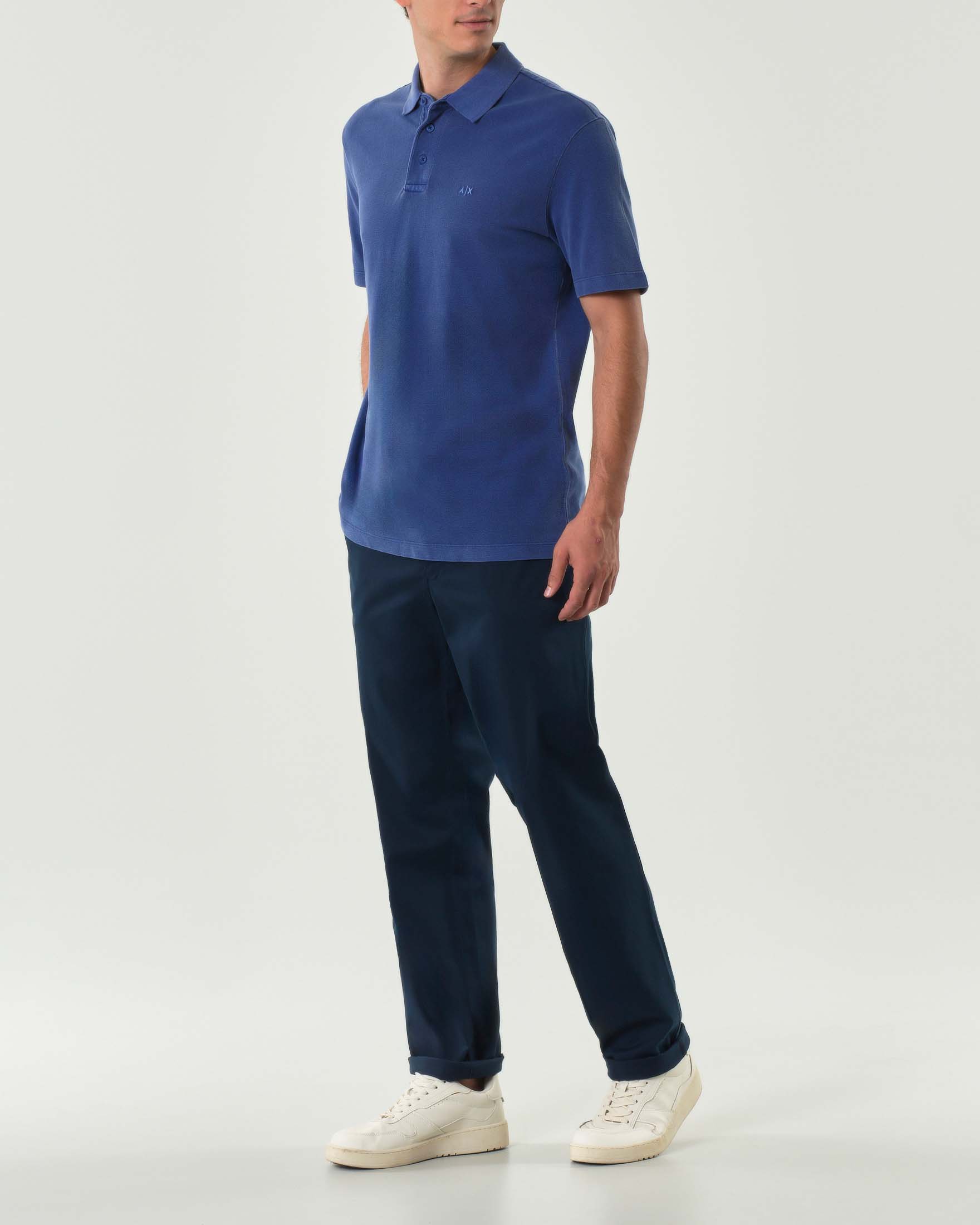 Pantalone chino Oslo blu in gabardina di cotone stretch drop 4