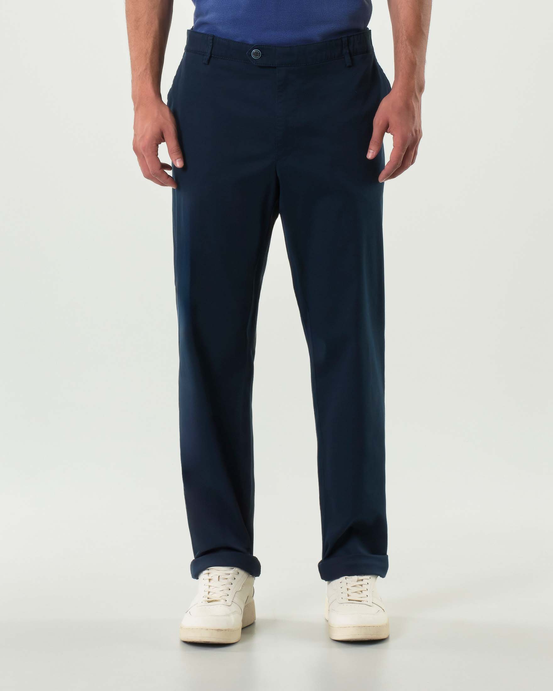 Pantalone Meyer chino Oslo blu in gabardina di cotone stretch drop 4 image