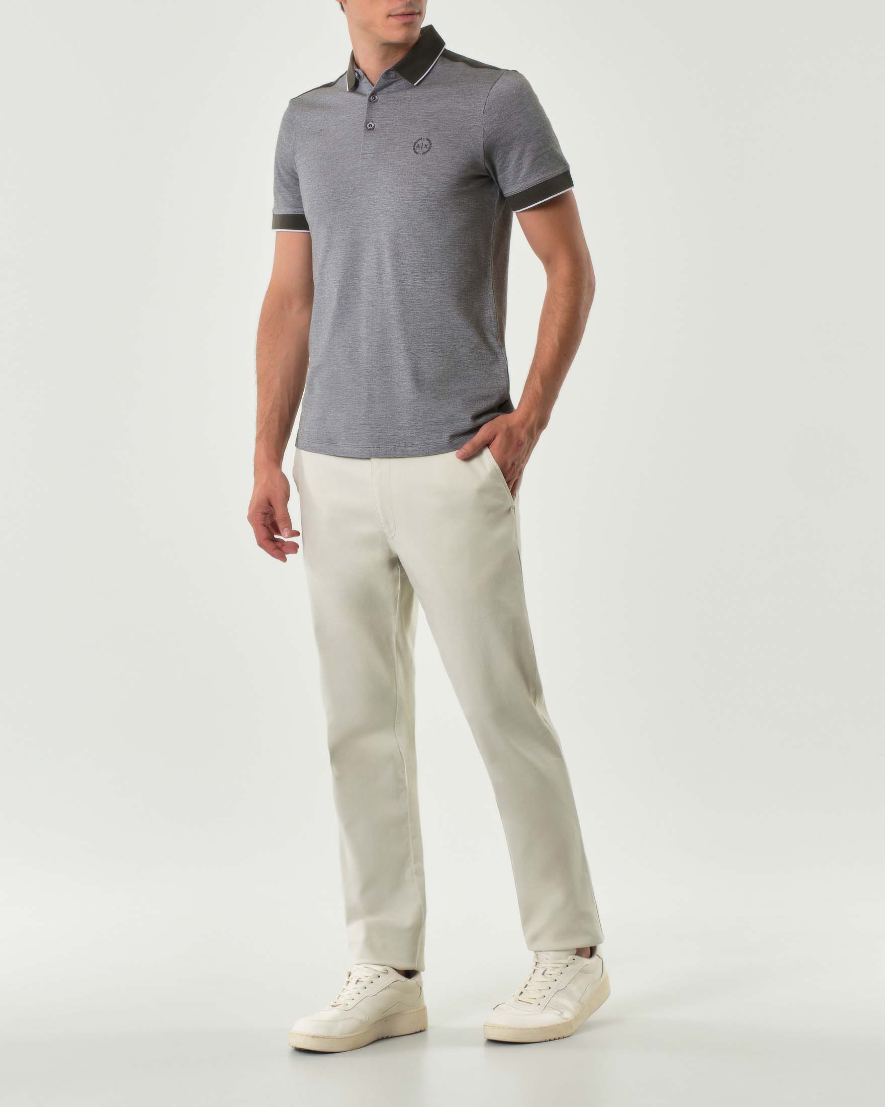 Pantalone chino Oslo ghiaccio in micro piquet di cotone stretch drop 6