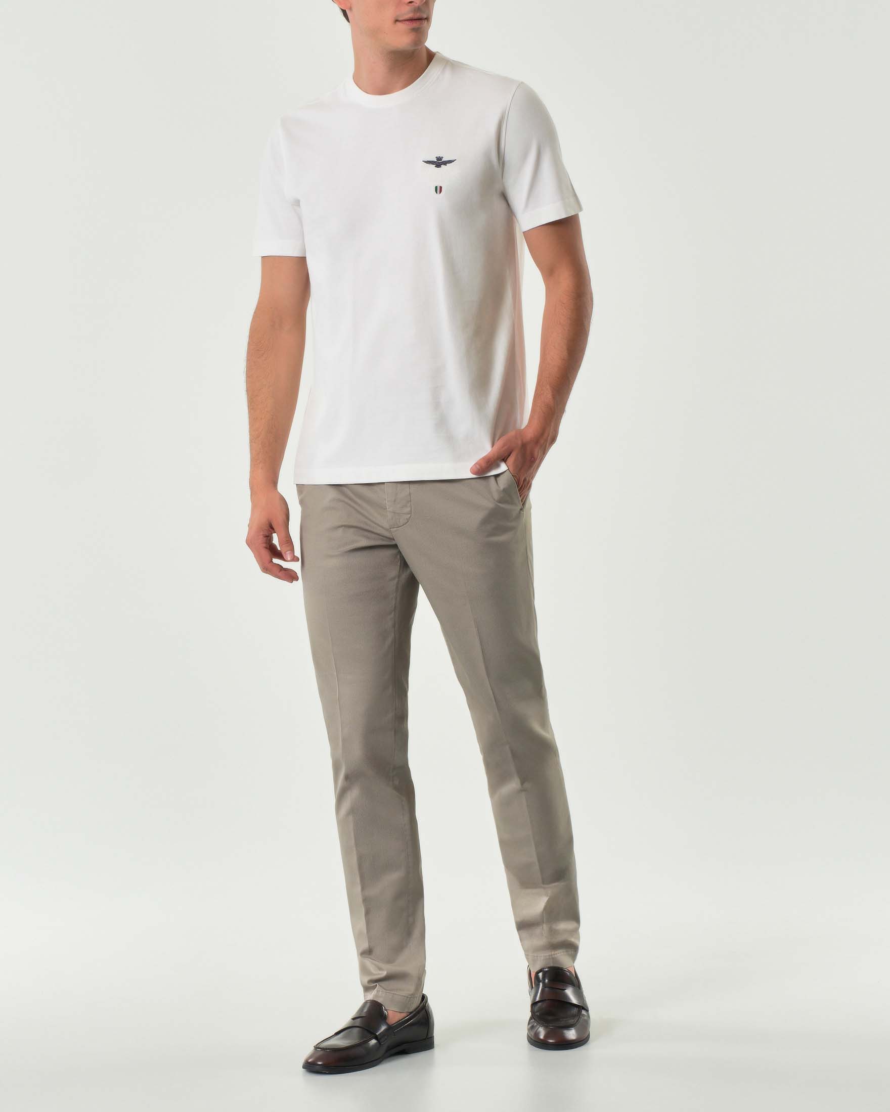 Pantaloni chino Brad tortora in tessuto punto spillo di cotone stretch