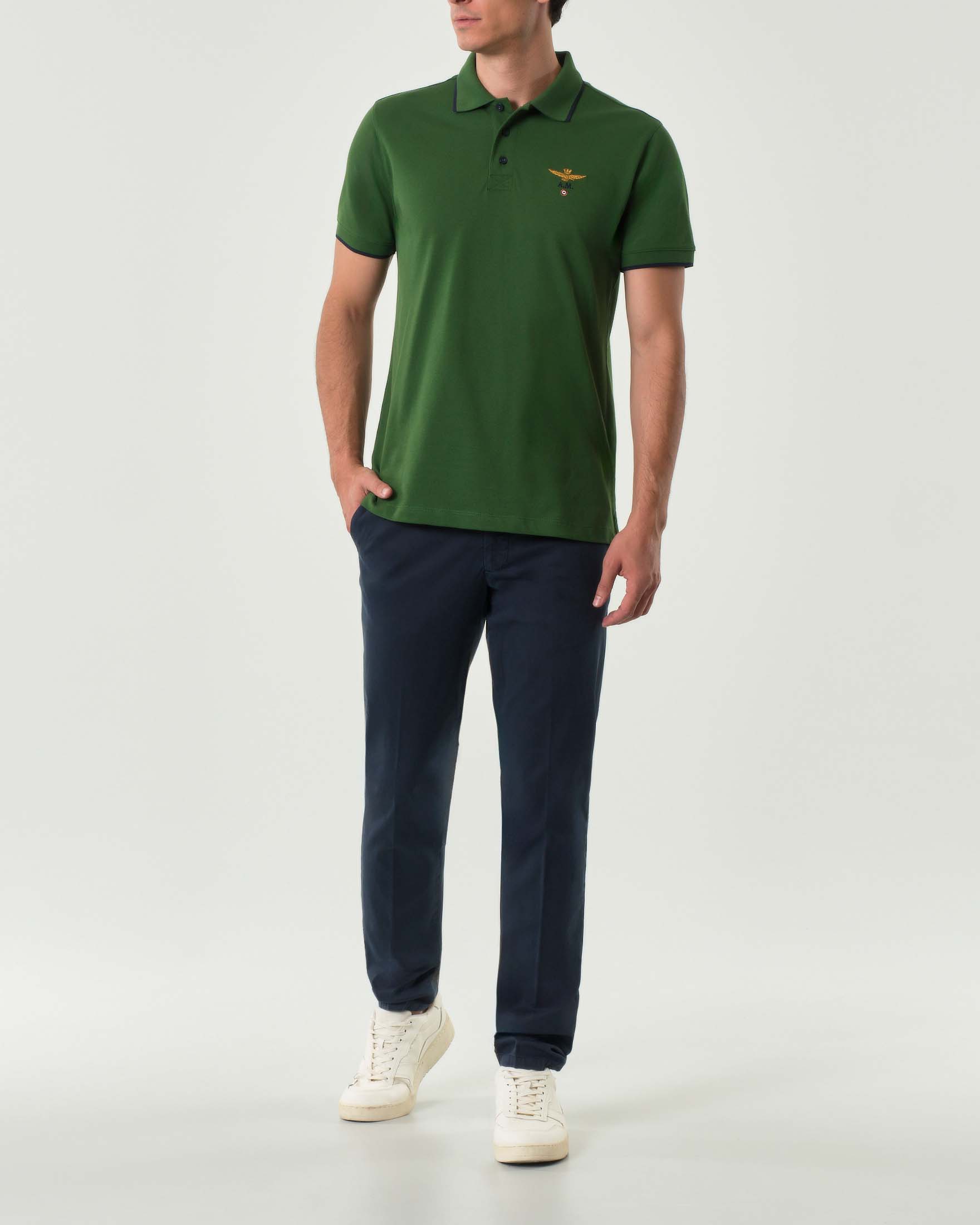 Pantaloni chino Brad blu in micro armatura di cotone stretch