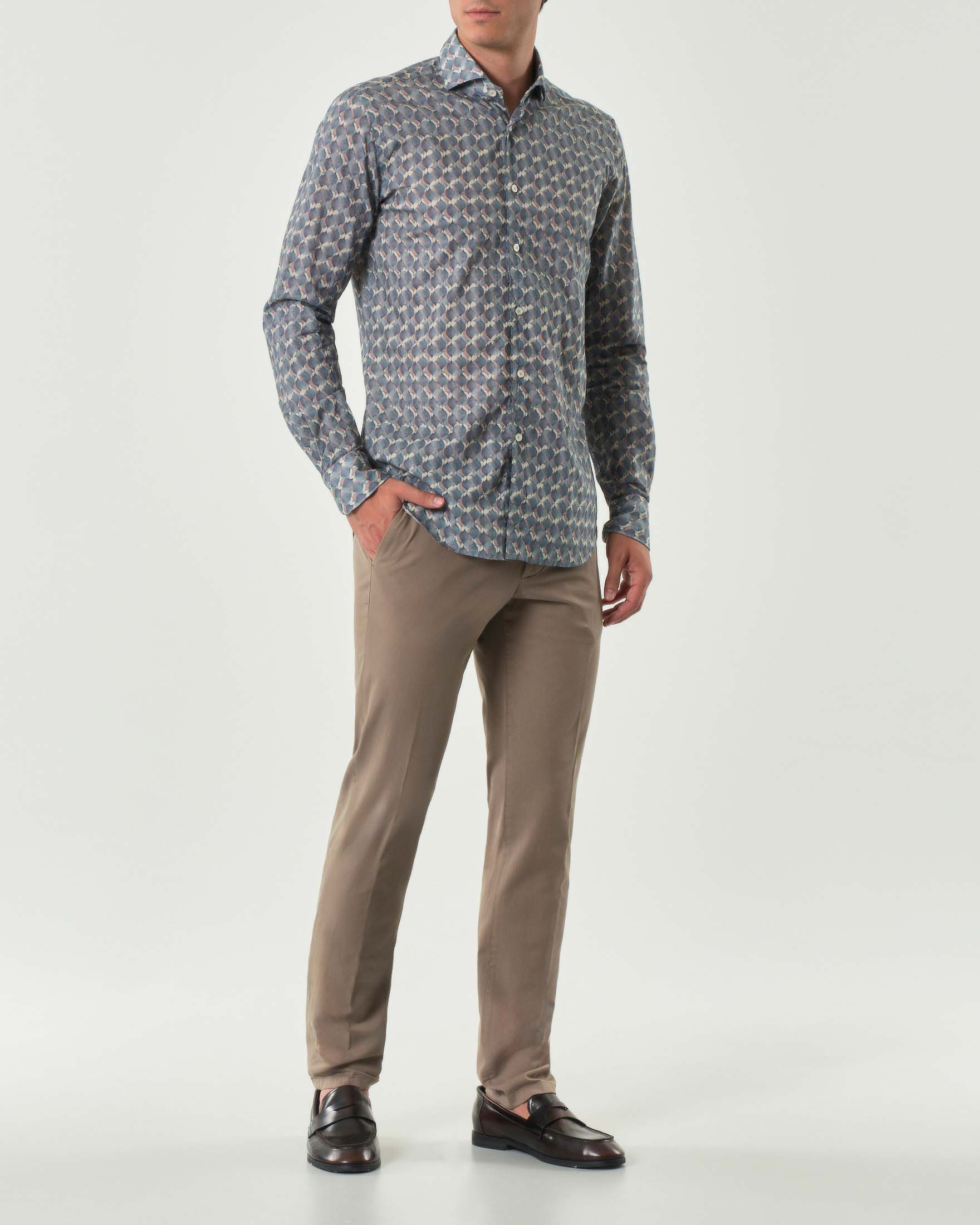 Michael Coal — Pantaloni Michael Coal chino Brad fango in misto cotone e lyocell stretch