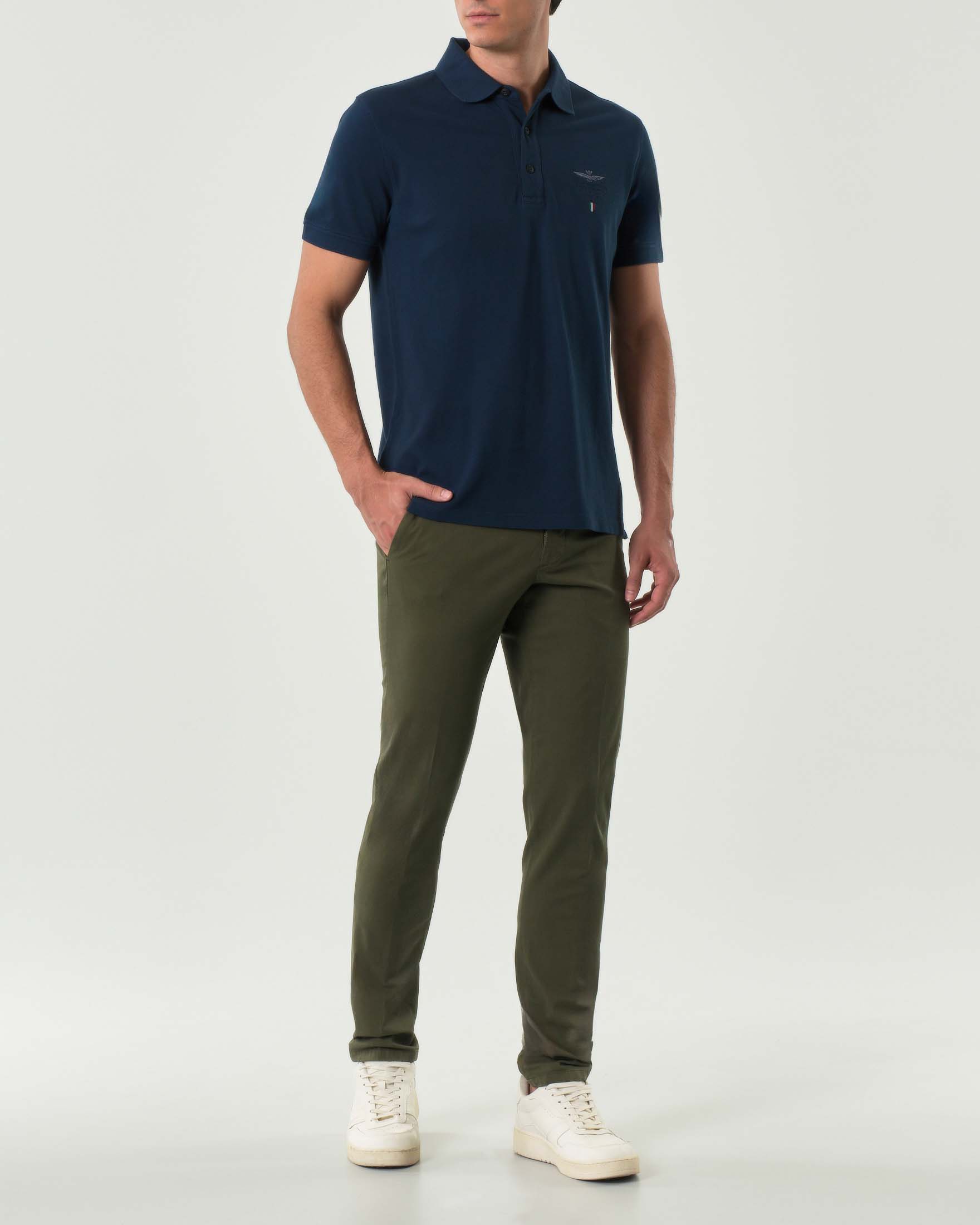 Pantaloni chino Brad verde militare in misto cotone e lyocell stretch