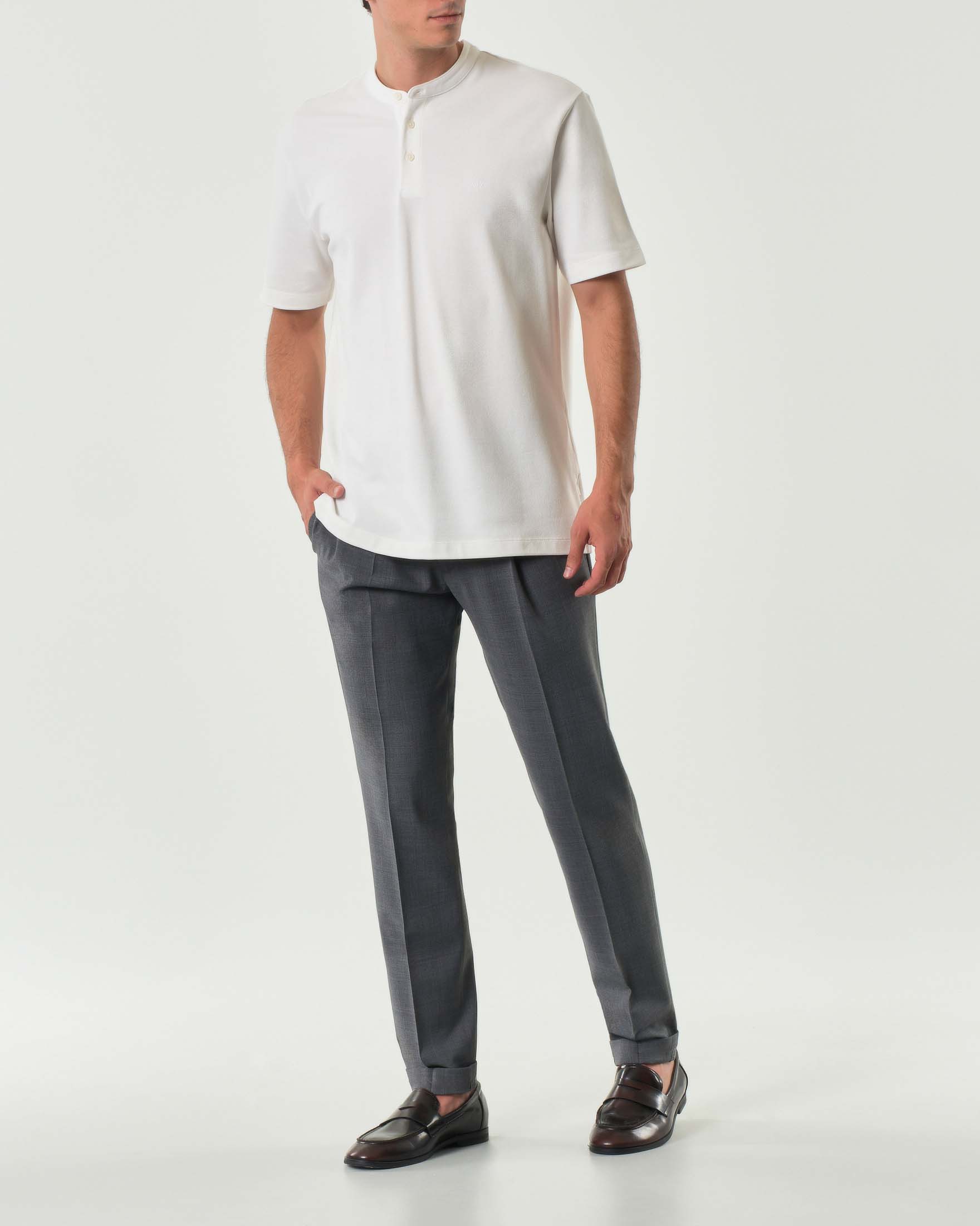 Pantalone chino Frederick grigio in tela di lana stretch