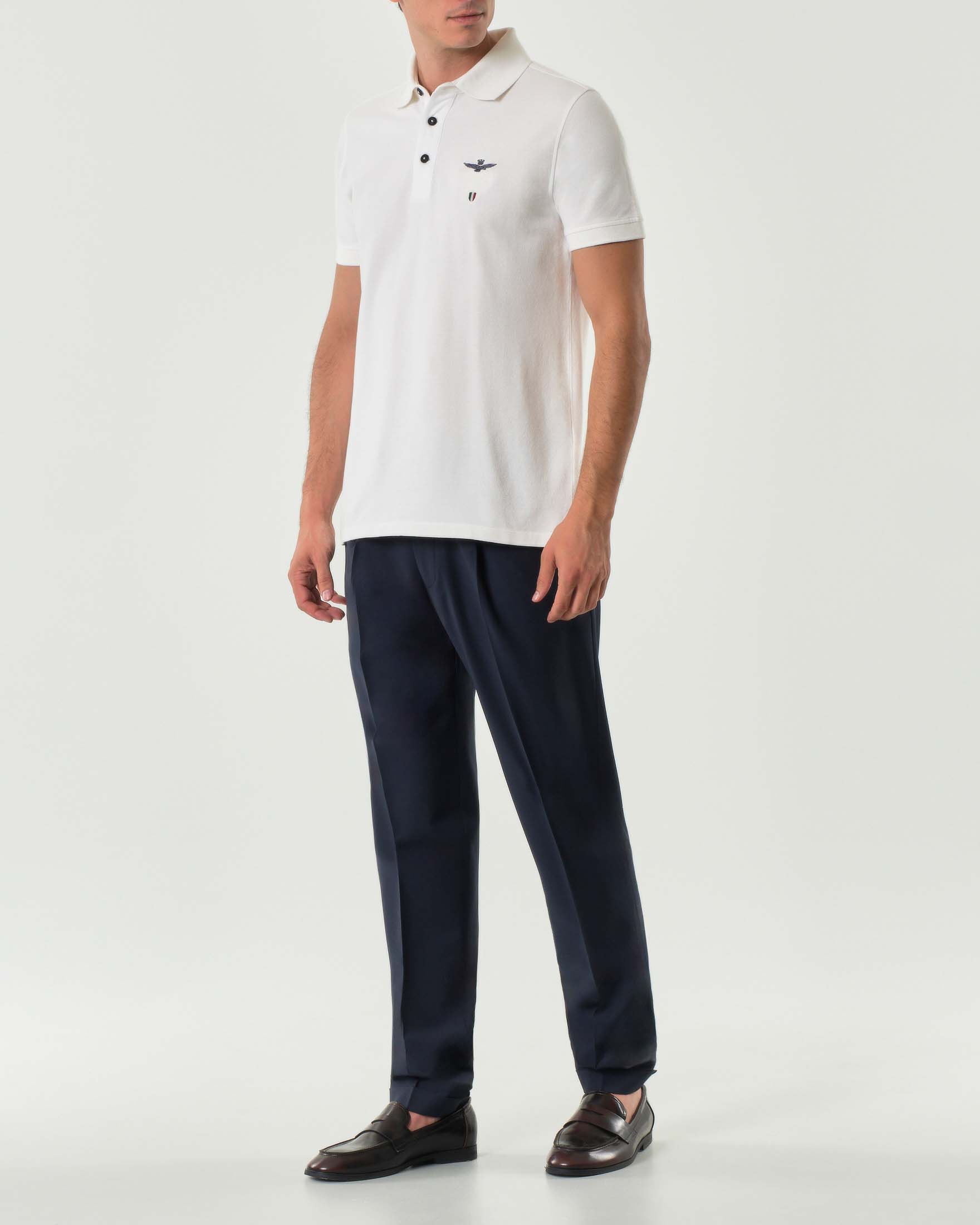 Michael Coal — Pantalone Michael Coal chino Frederick blu in tela di lana stretch