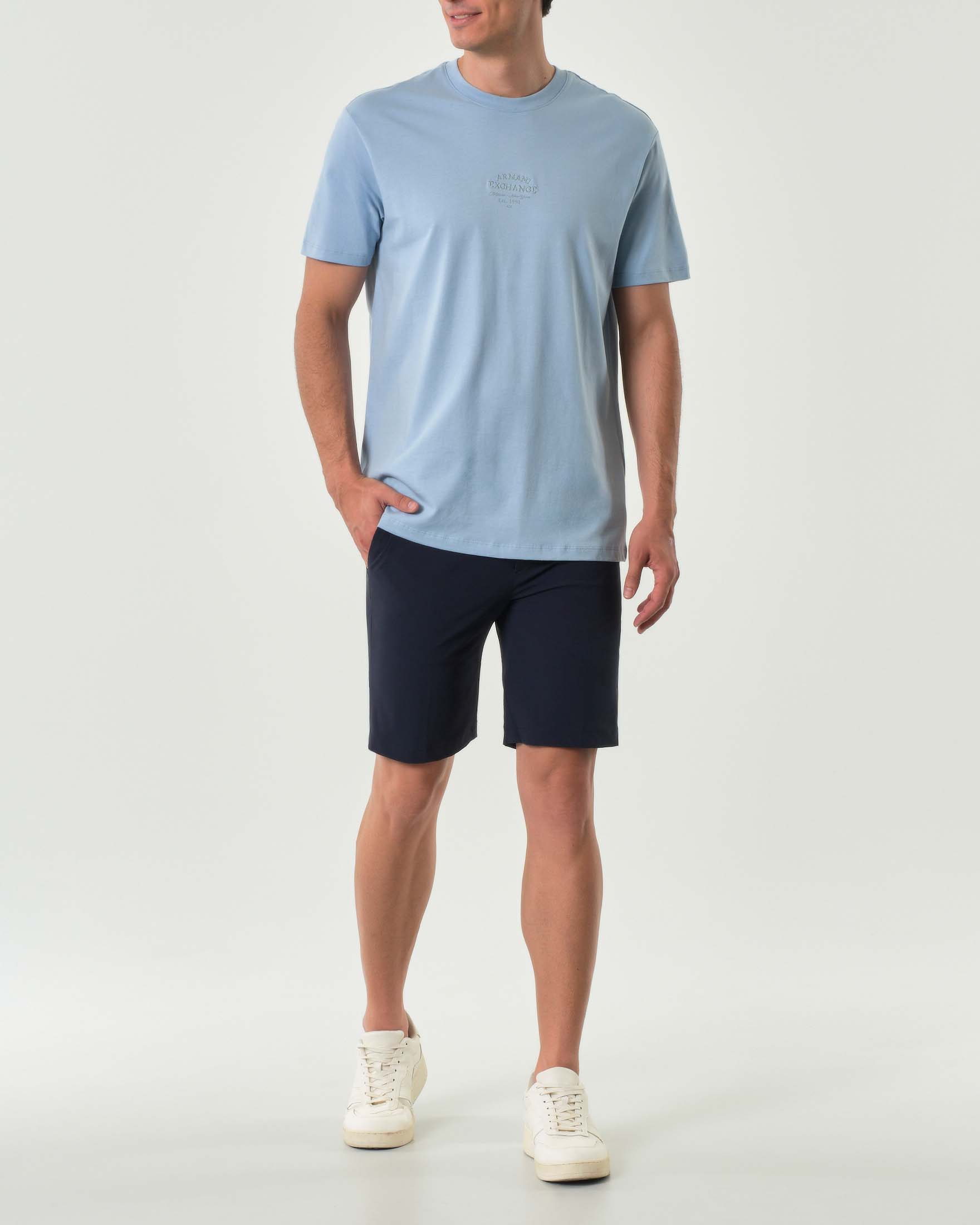 Bermuda chino Pellizzari slim blu in tessuto tecnico stretch