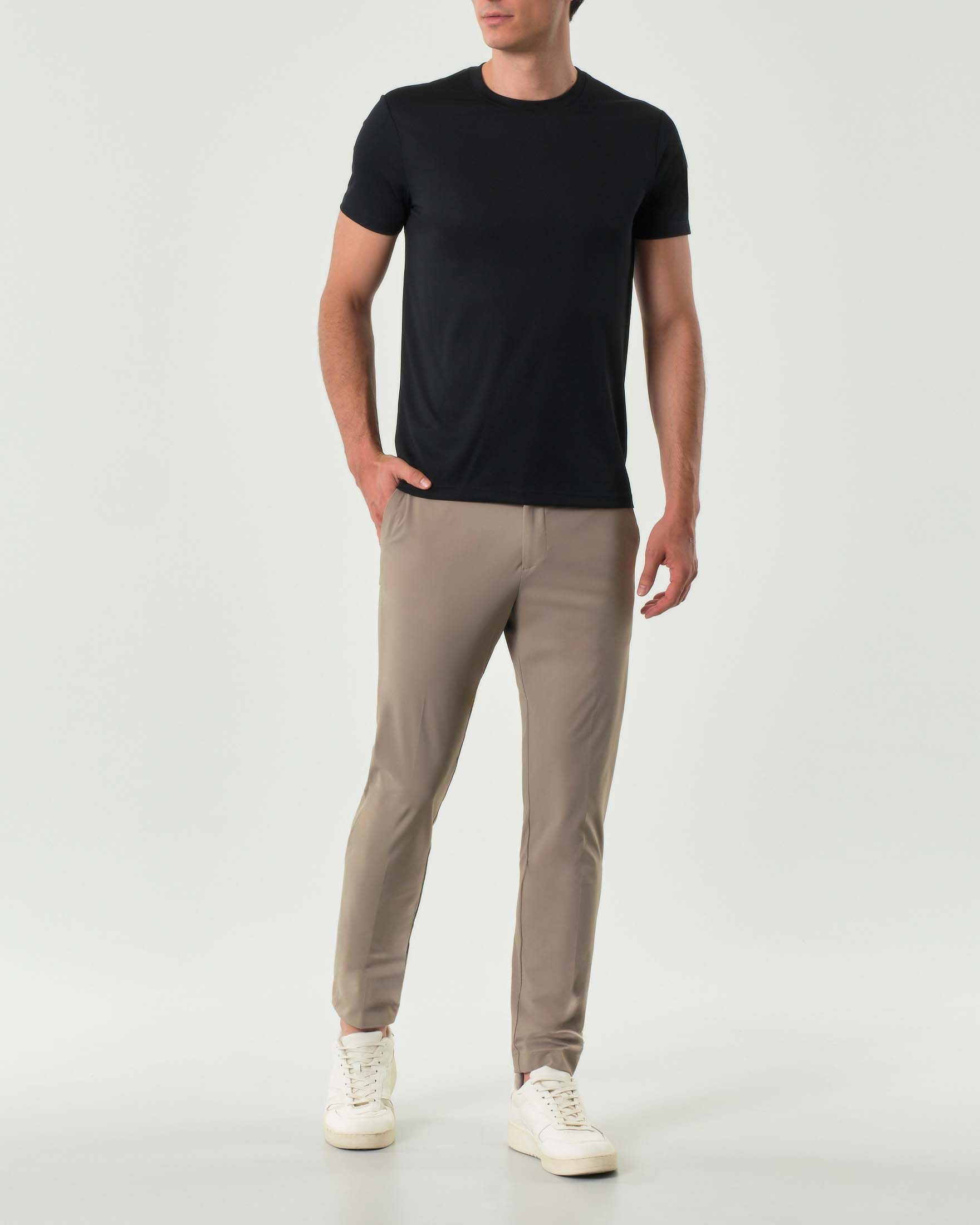 Pantaloni chino Pellizzari slim tortora in tessuto tecnico stretch