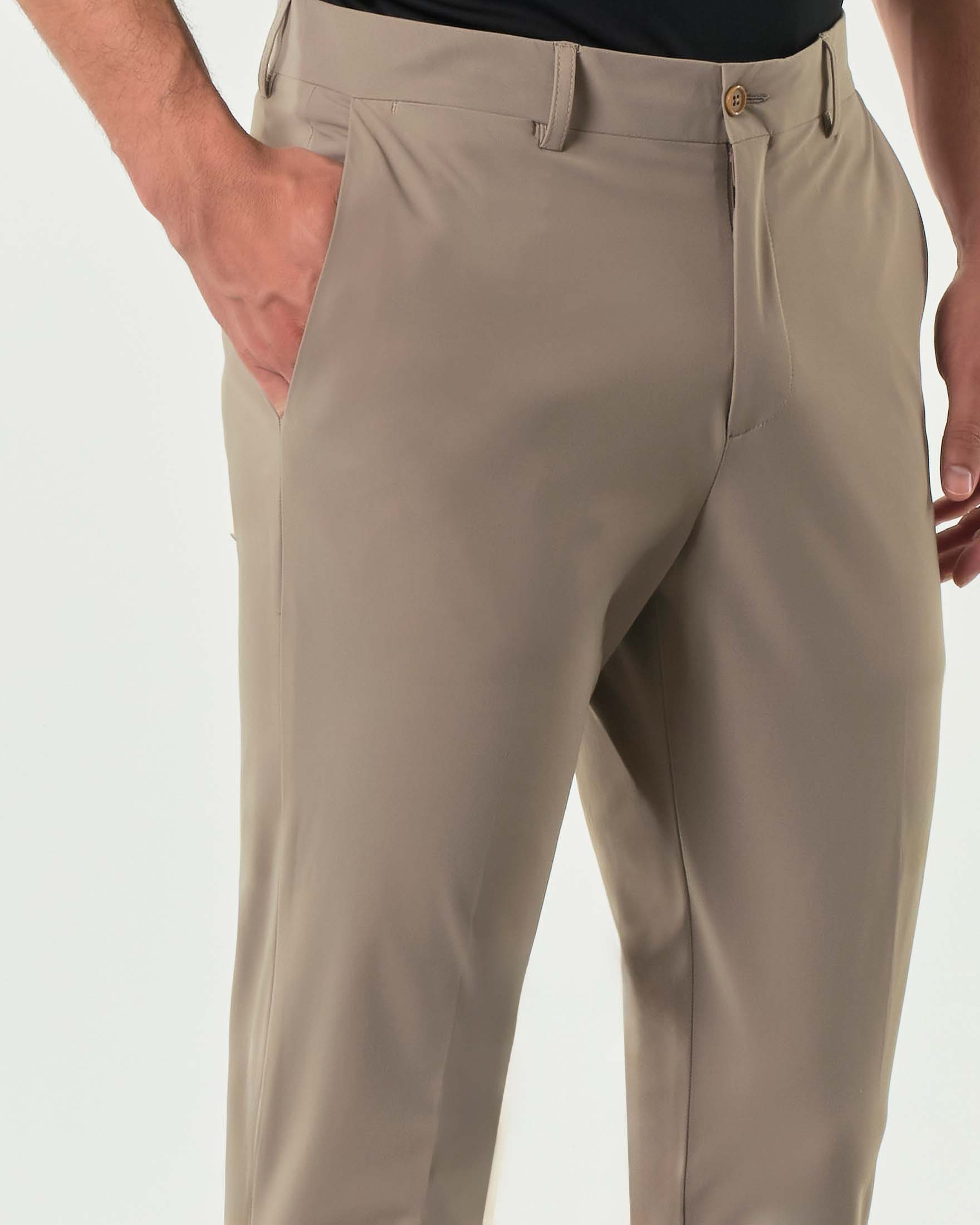 Pantaloni chino Pellizzari slim tortora in tessuto tecnico stretch