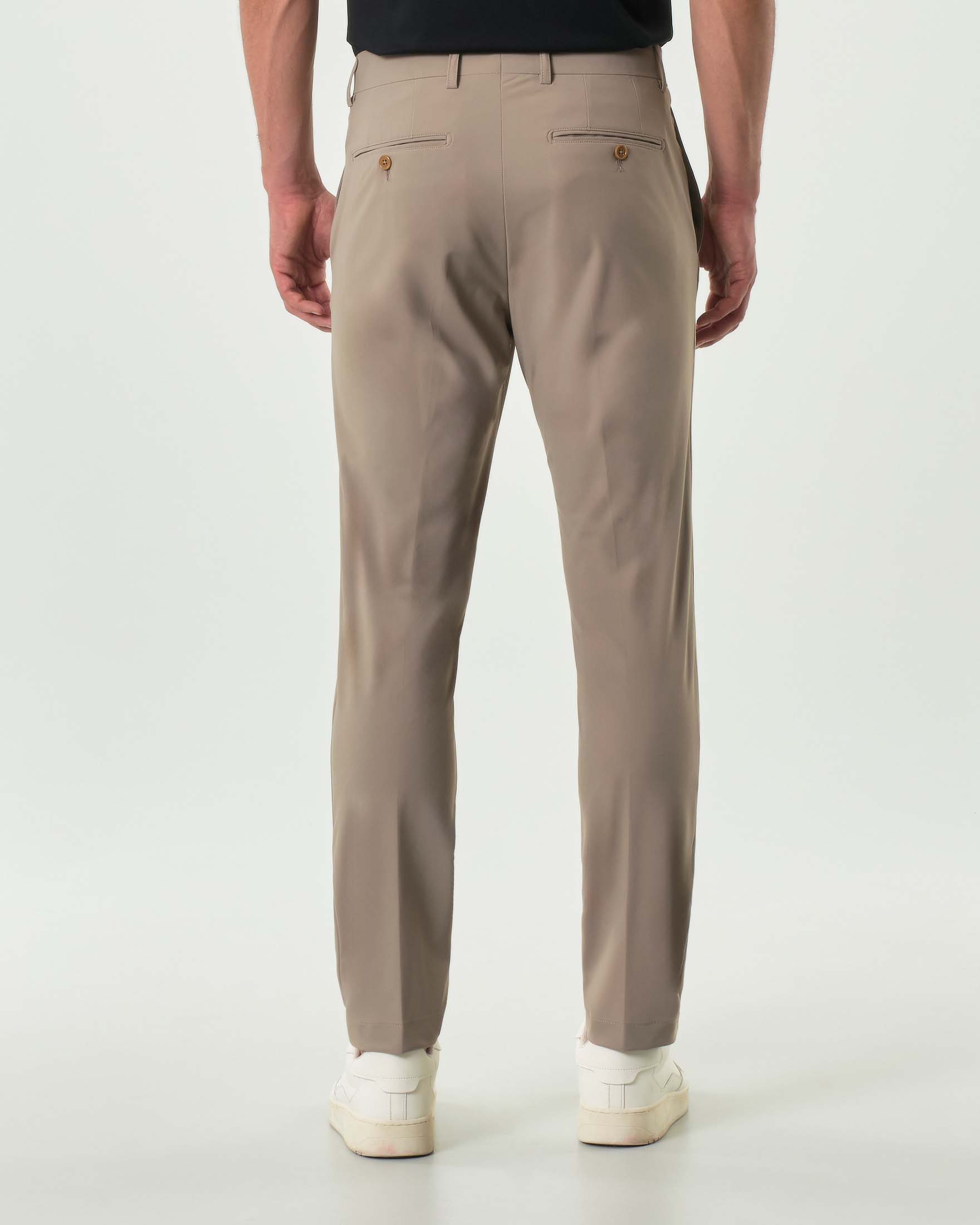 Pantaloni chino Pellizzari slim tortora in tessuto tecnico stretch