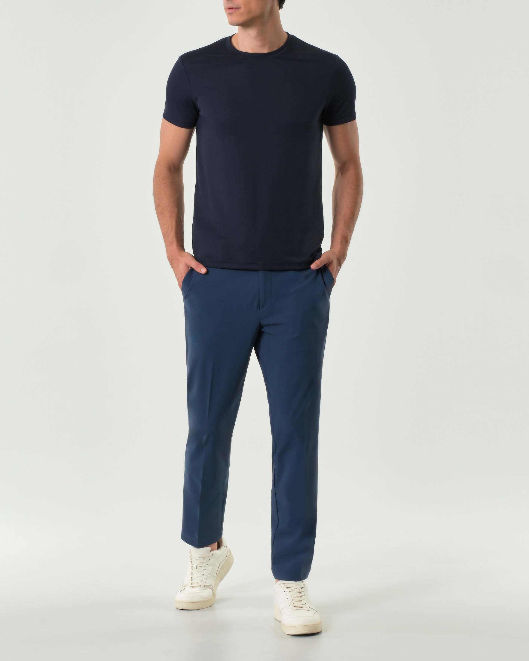 Pantaloni chino Pellizzari slim indaco in tessuto tecnico stretch