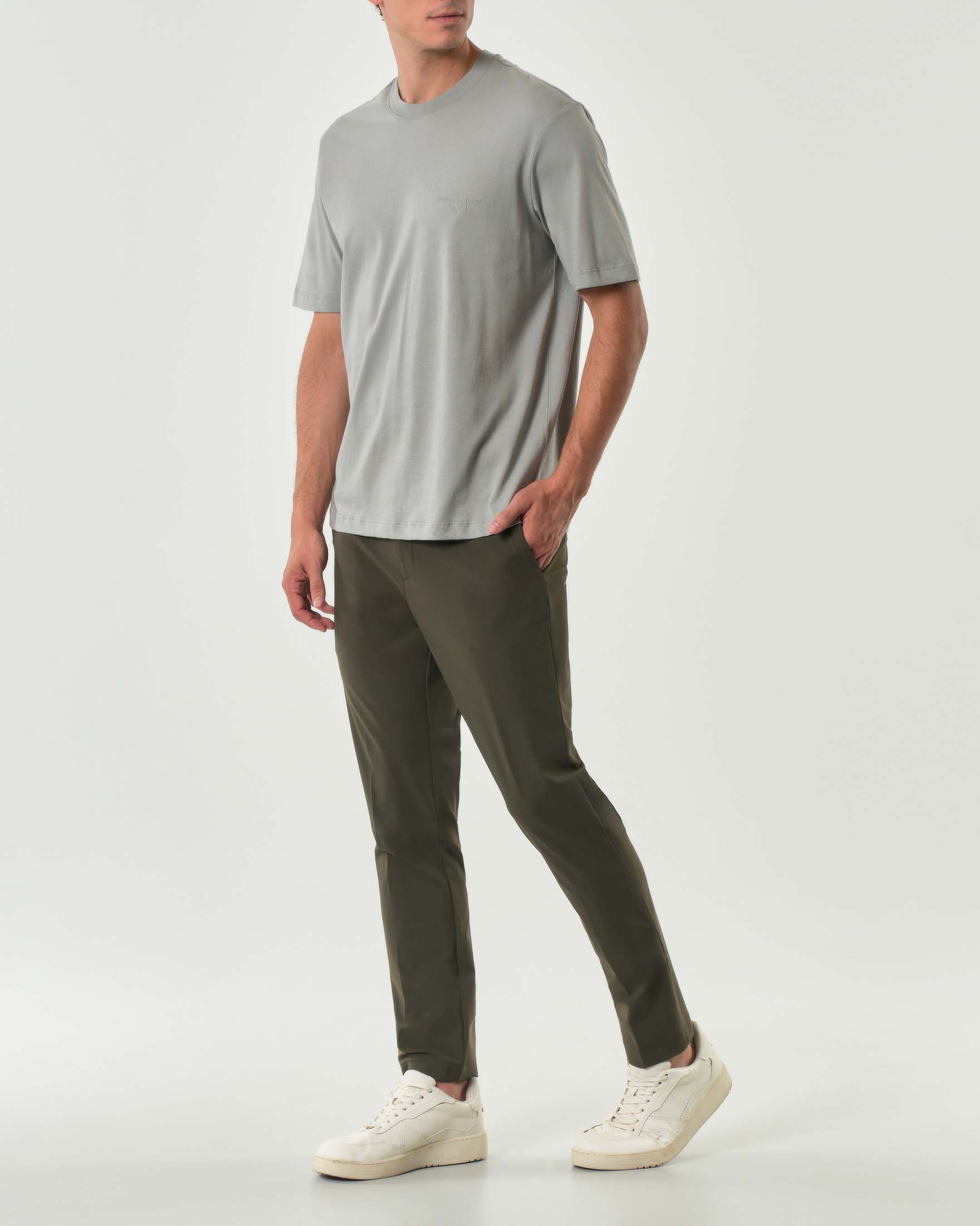 Pantaloni chino Pellizzari slim verde militare in tessuto tecnico stretch