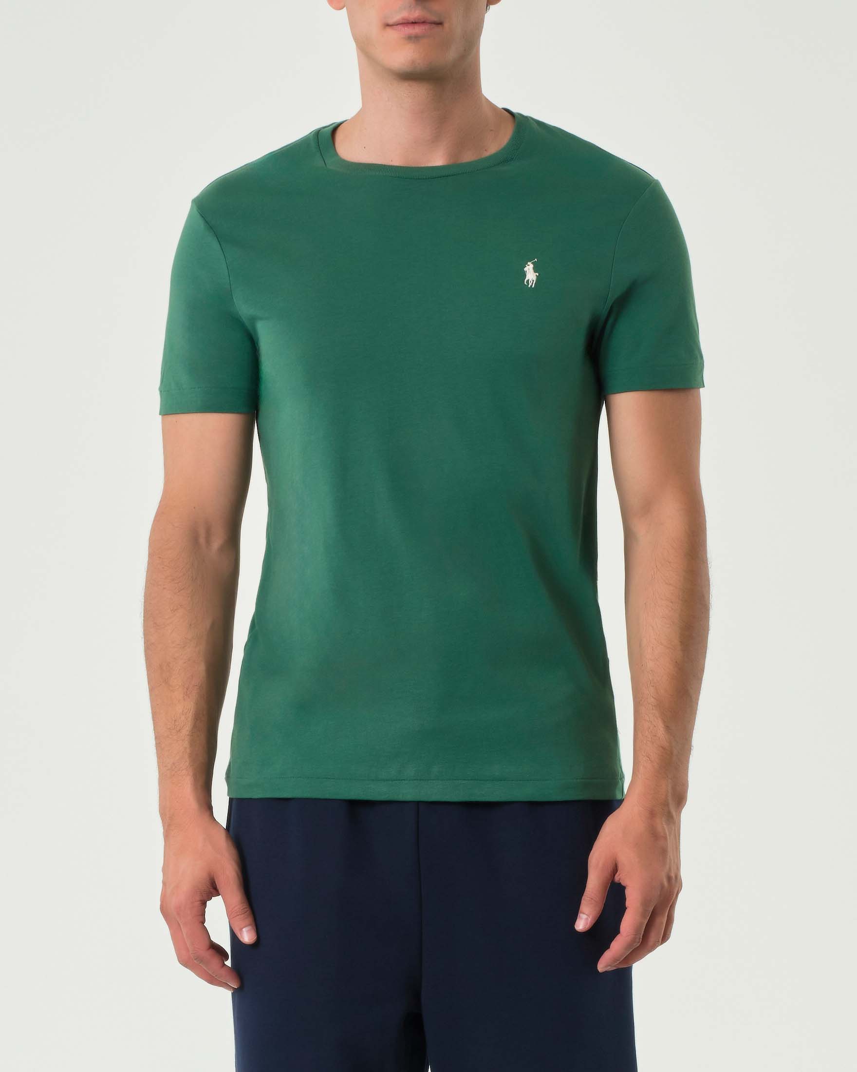 T-shirt Polo Ralph Lauren verde custom slim-fit in puro cotone con logo pony ricamato sul petto