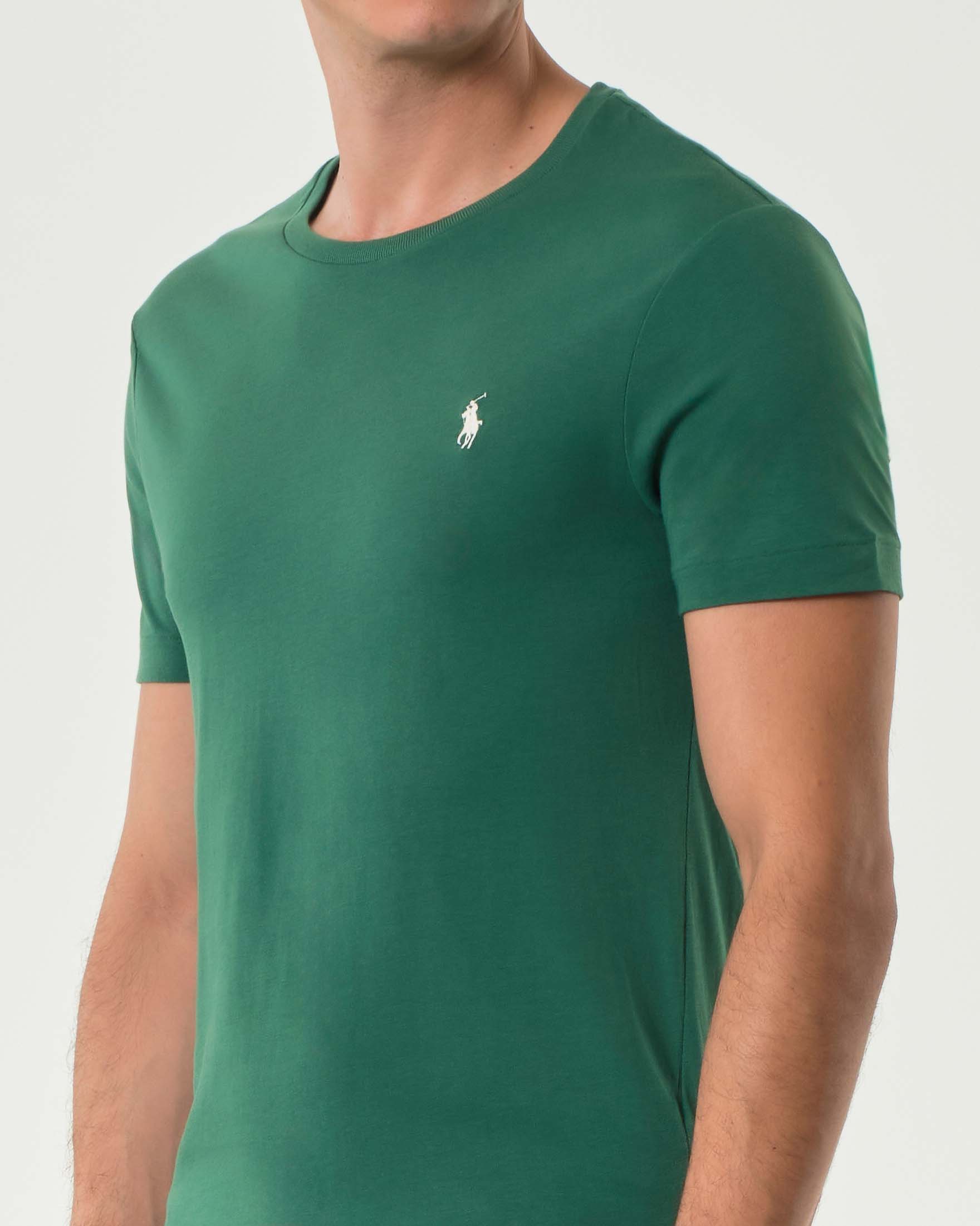 T-shirt Polo Ralph Lauren verde custom slim-fit in puro cotone con logo pony ricamato sul petto image
