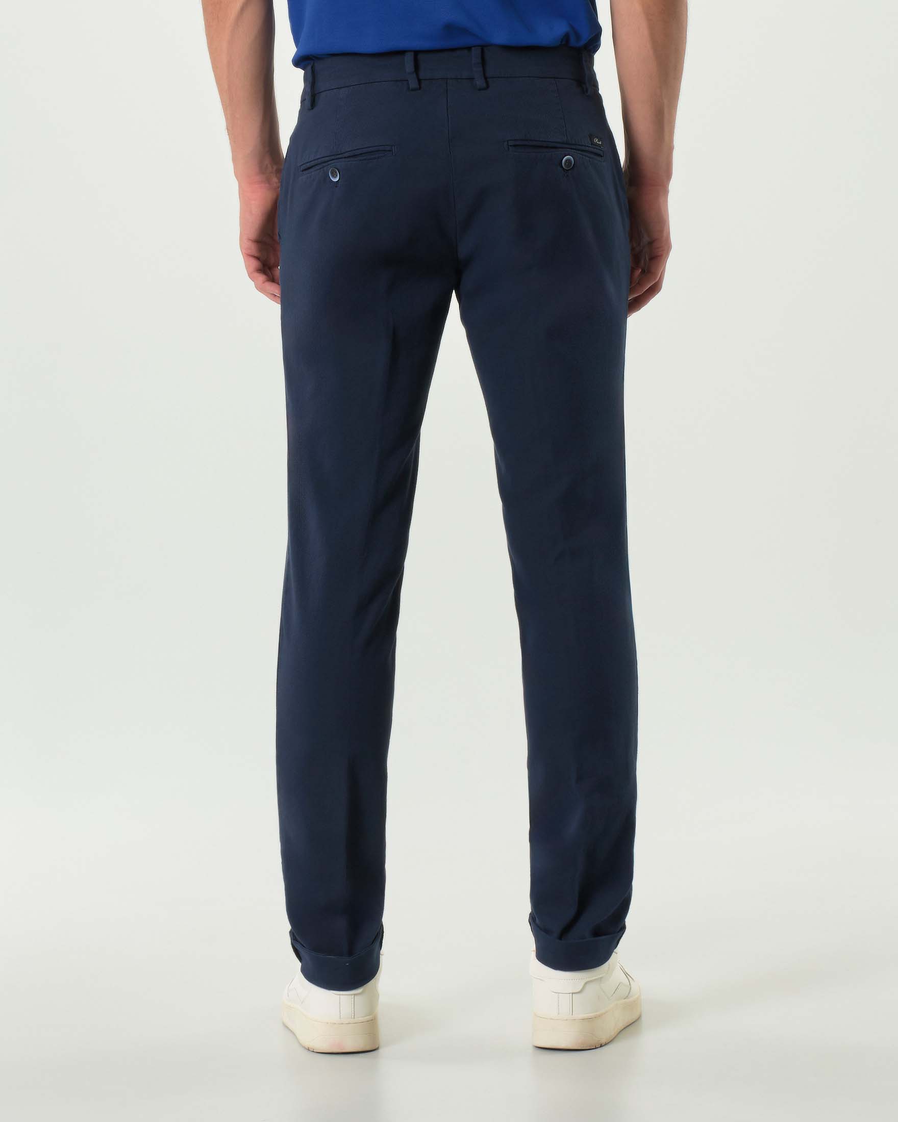 Pantalone Powell chino Levanto blu in cotone stretch micro armatura
