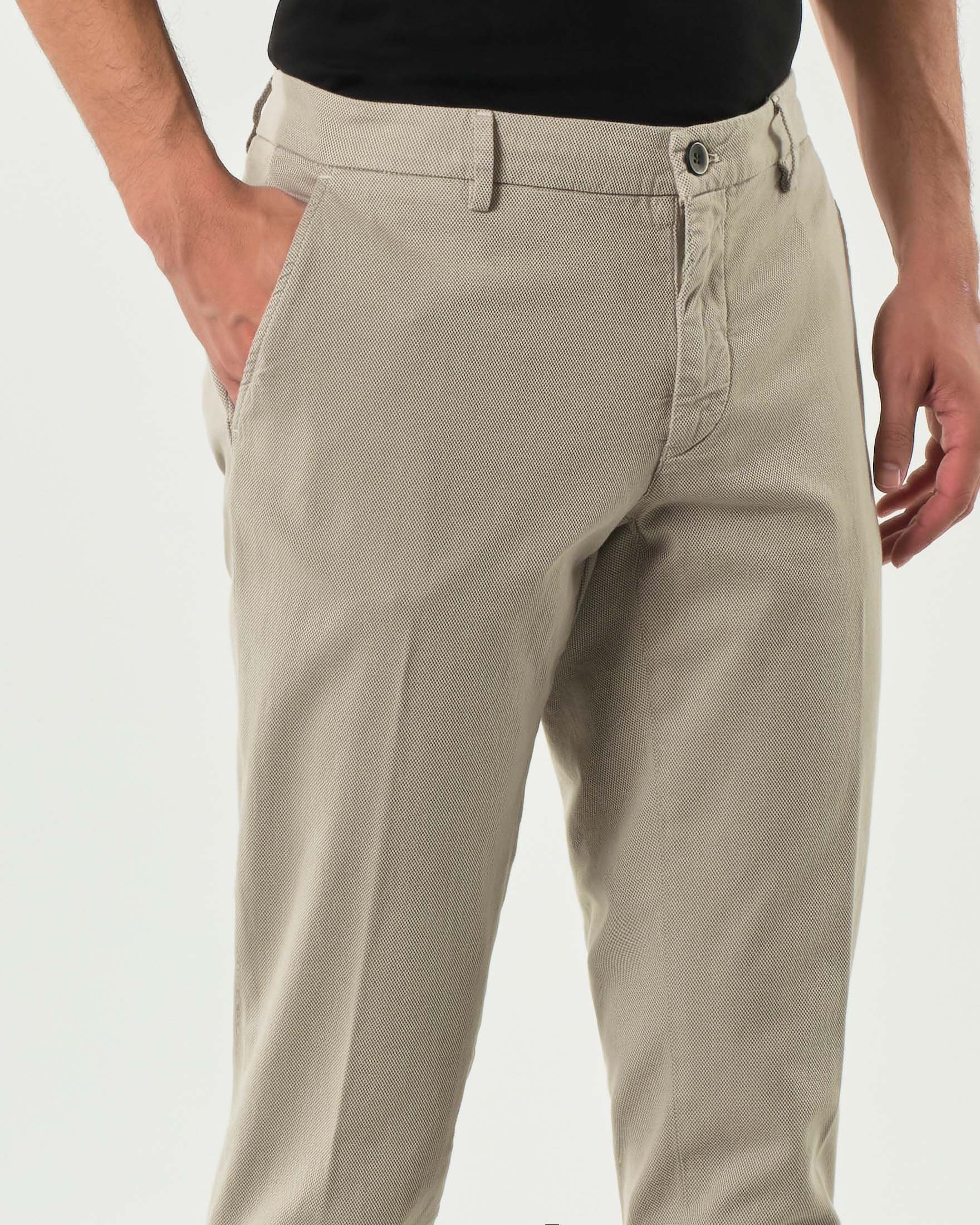 Pantalone Powell chino Levanto beige in cotone stretch micro armatura