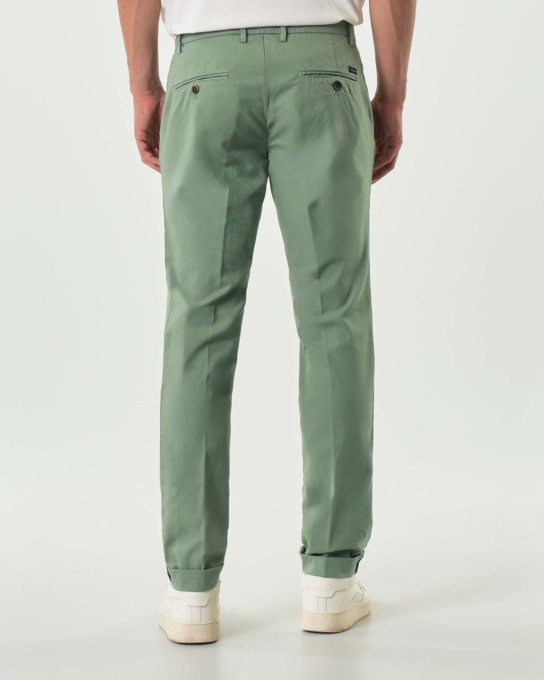 Pantalone Powell chino Levanto verde salvia in canvas di cotone stretch