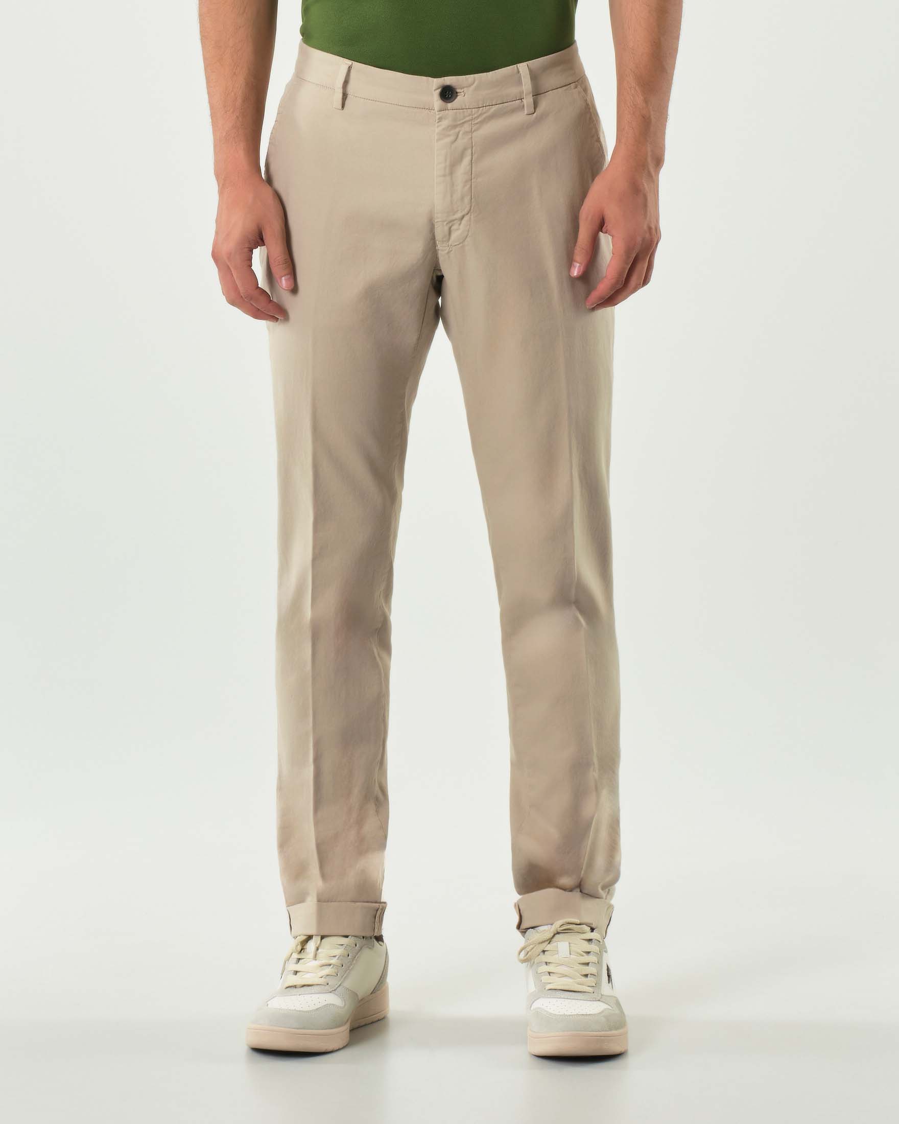 Pantalone Powell chino Levanto beige in canvas di cotone stretch