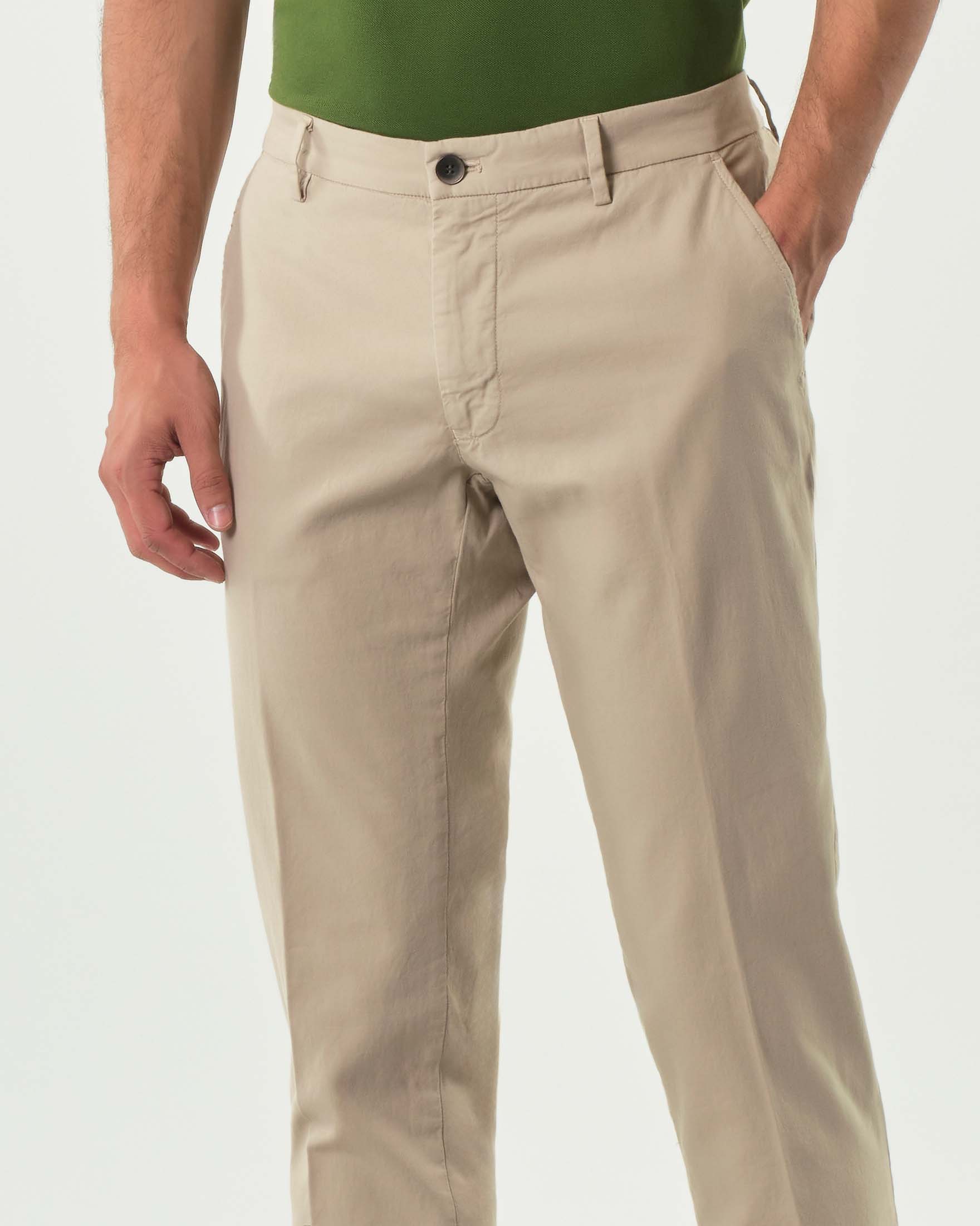 Pantalone Powell chino Levanto beige in canvas di cotone stretch